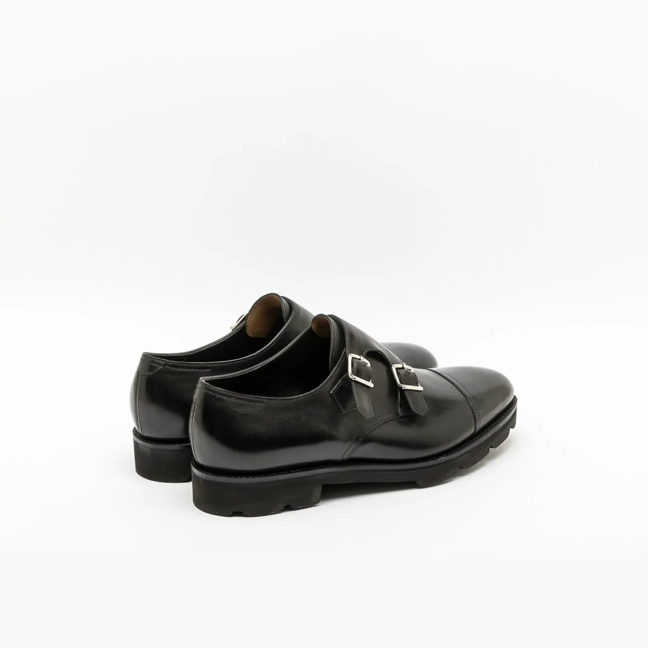 John Lobb Doppia fibbia John Lobb William in pelle nera con Walking Sole