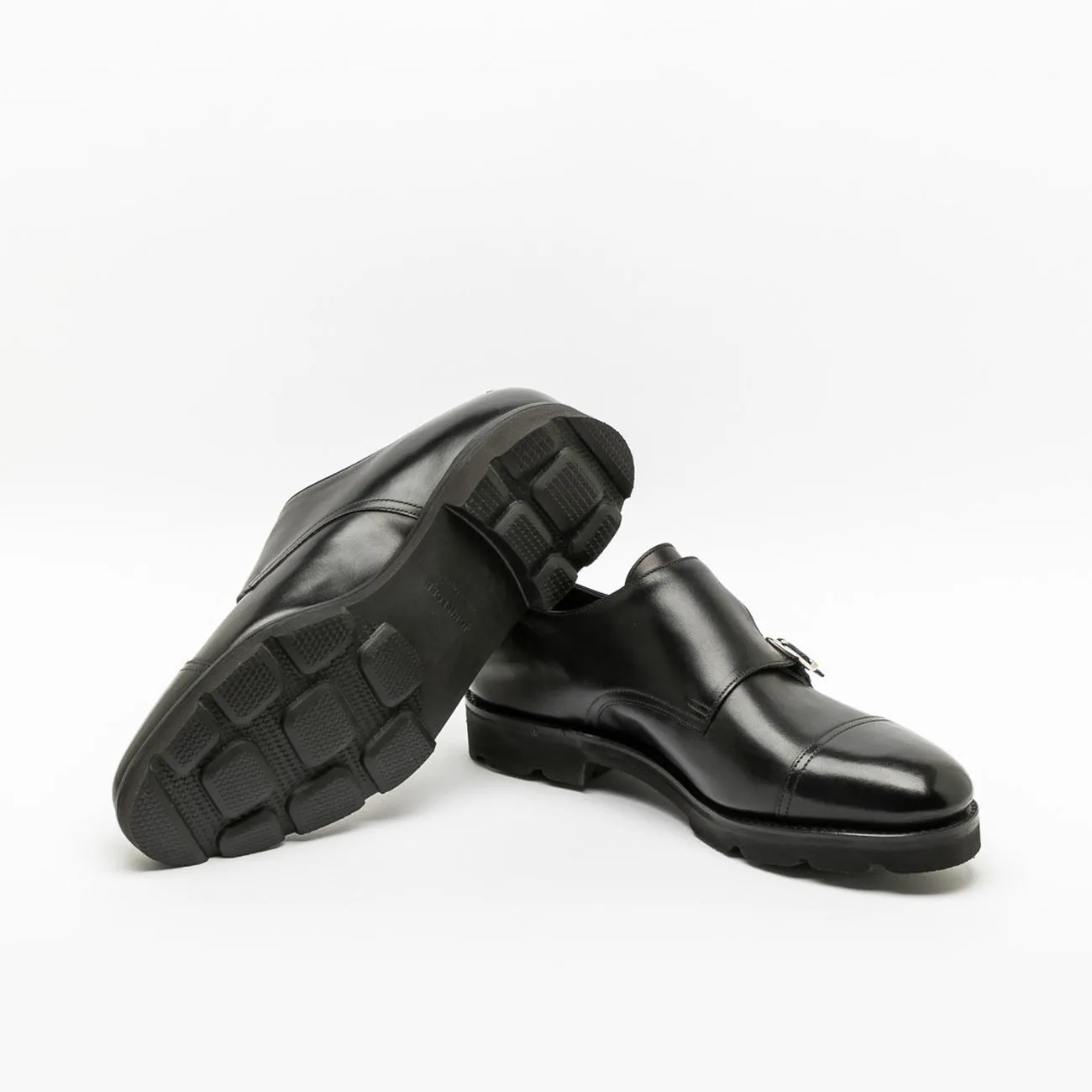John Lobb Doppia fibbia John Lobb William in pelle nera con Walking Sole