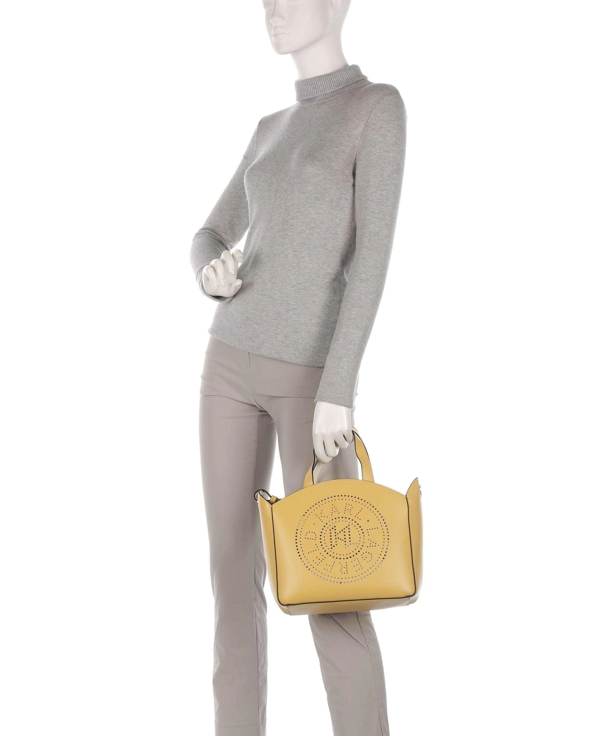  Karl Lagerfeld K/Circle Small Borsa a mano pelle di vacchetta finemente grana curry  