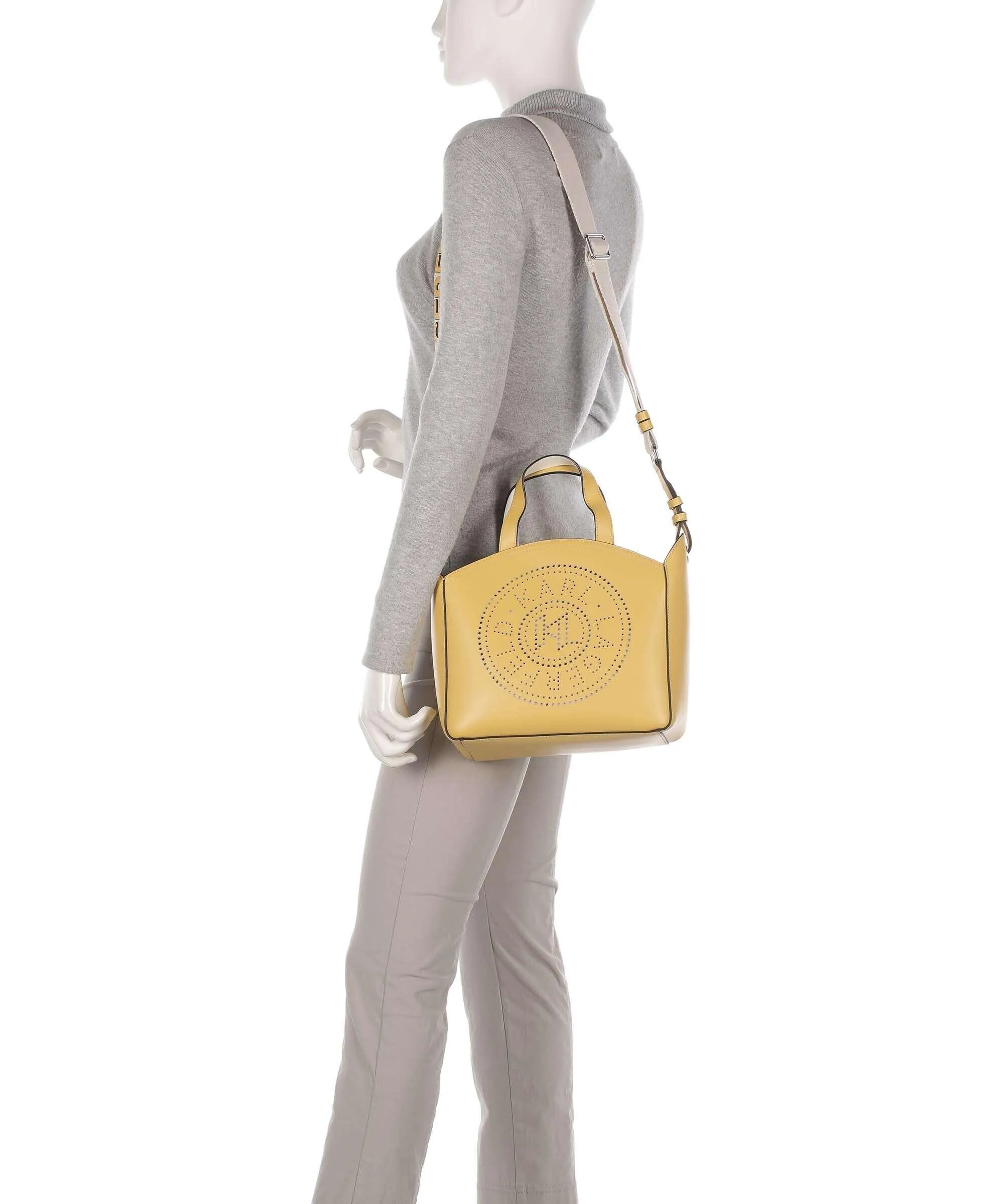  Karl Lagerfeld K/Circle Small Borsa a mano pelle di vacchetta finemente grana curry  