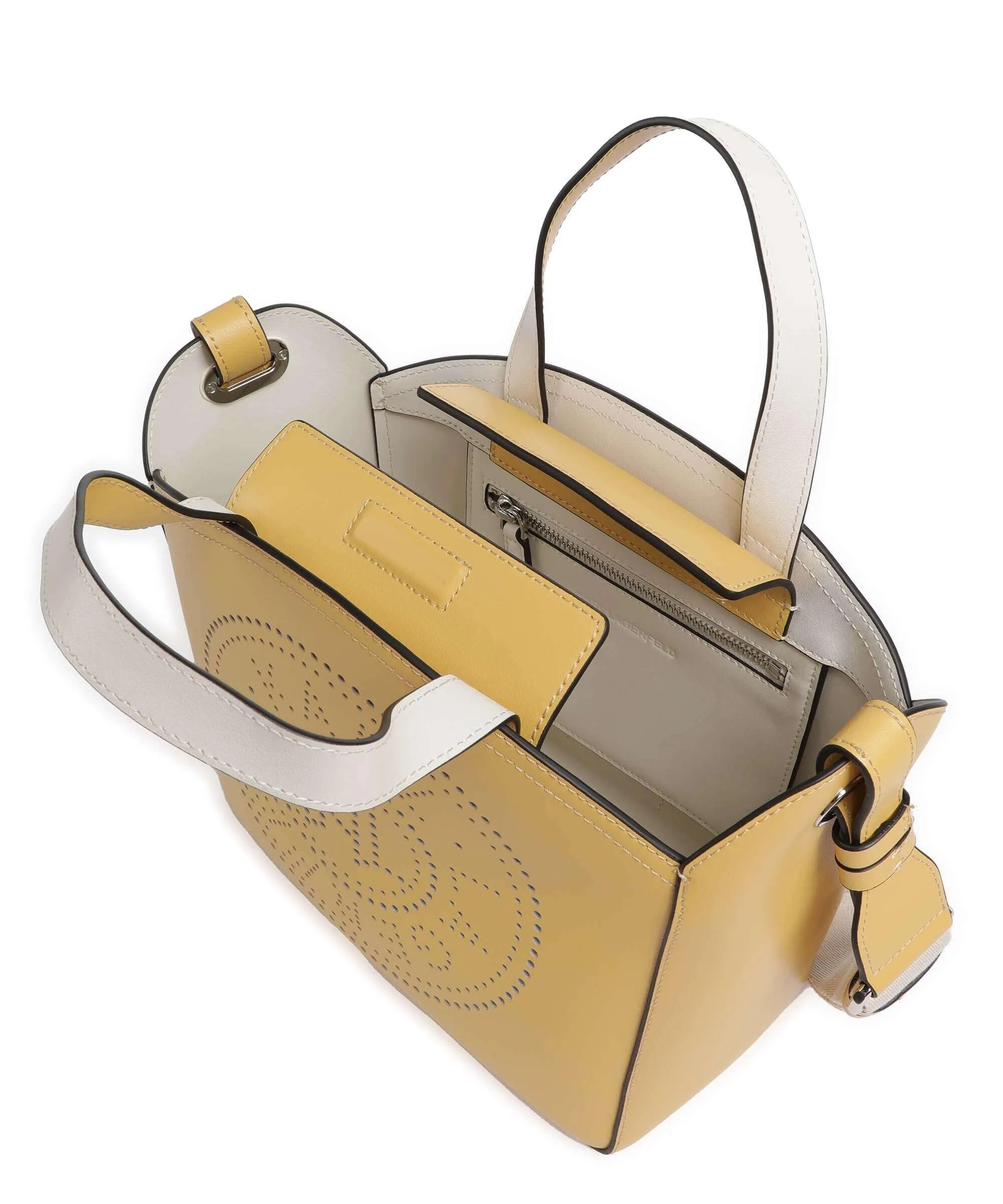  Karl Lagerfeld K/Circle Small Borsa a mano pelle di vacchetta finemente grana curry  