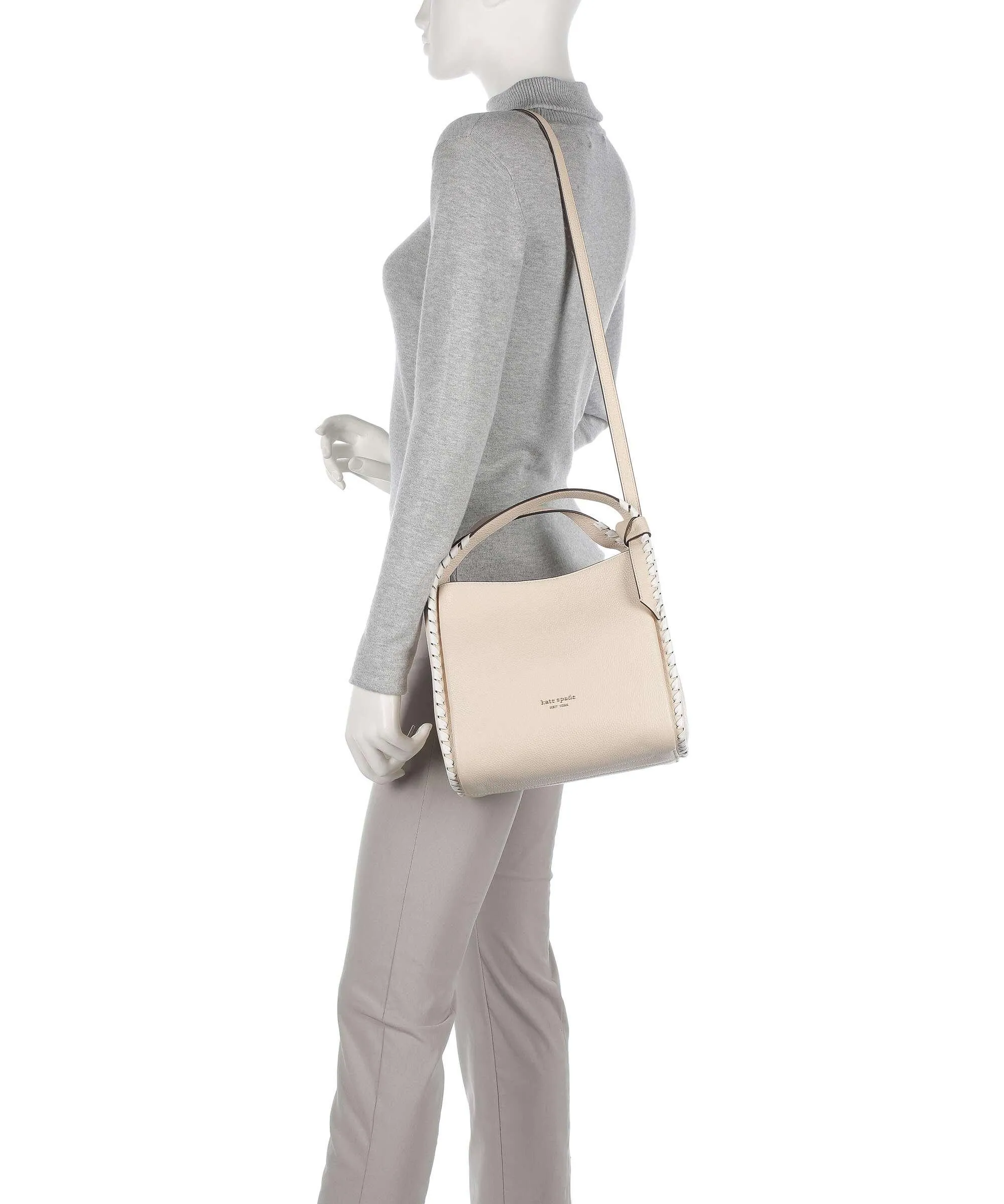  Kate Spade New York Knott Borsa a mano pelle granulata crema  
