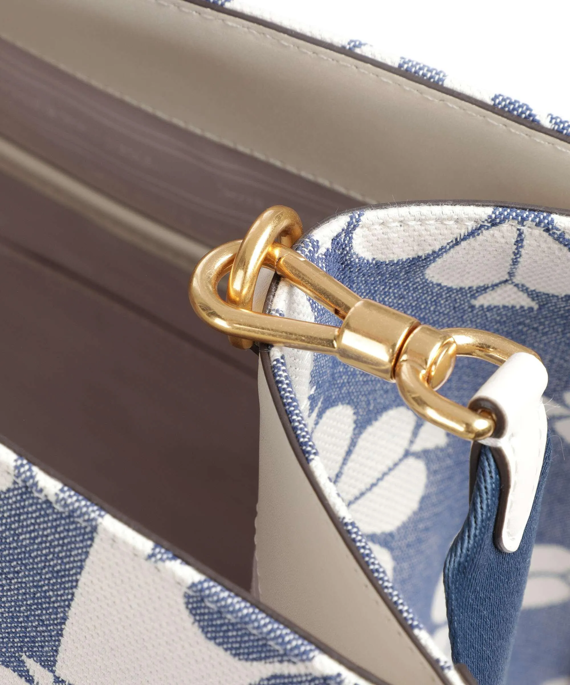  Kate Spade New York Spade Flower Jacquard Borsa a mano tela bianco/blu  