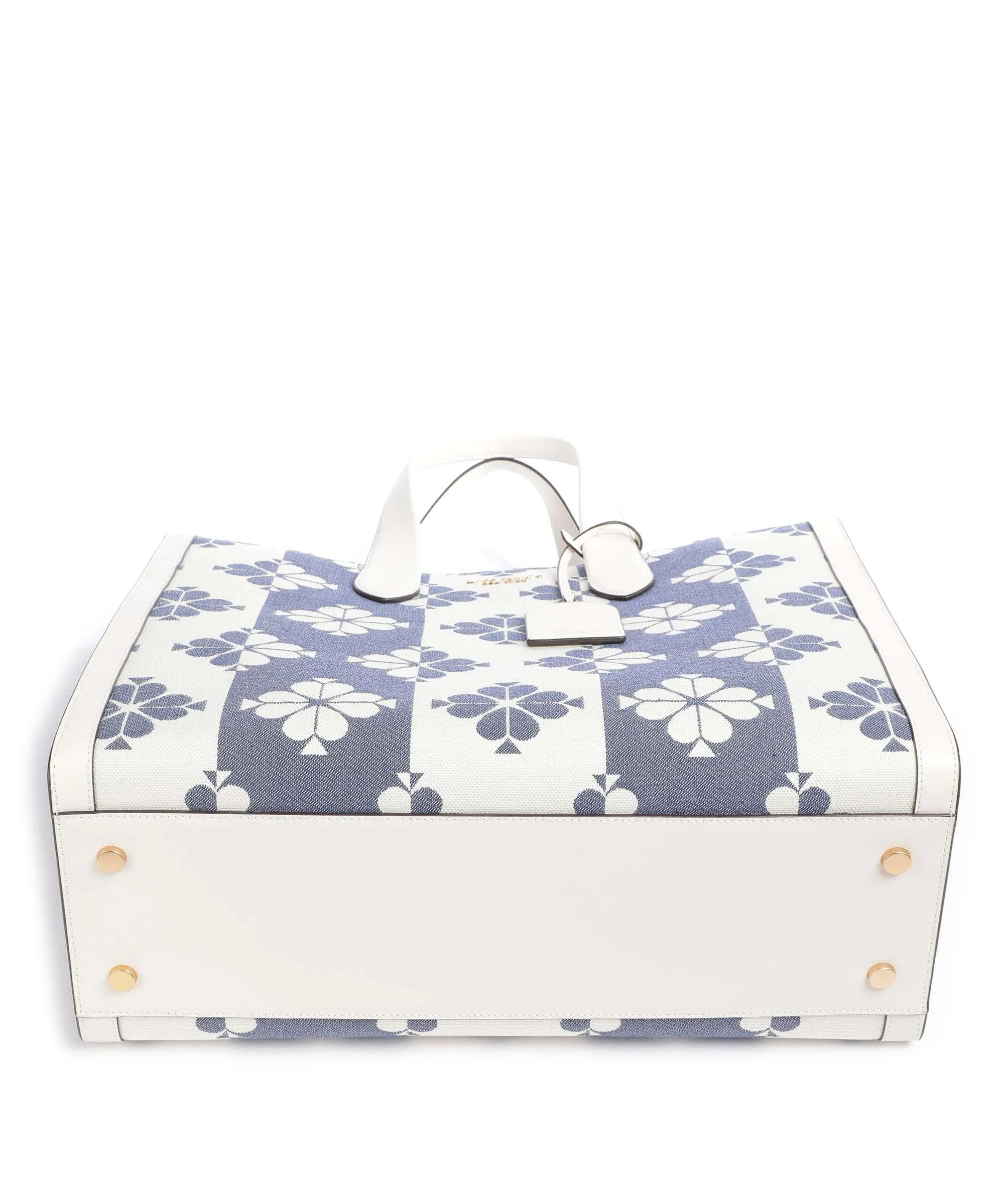  Kate Spade New York Spade Flower Jacquard Borsa a mano tela bianco/blu  