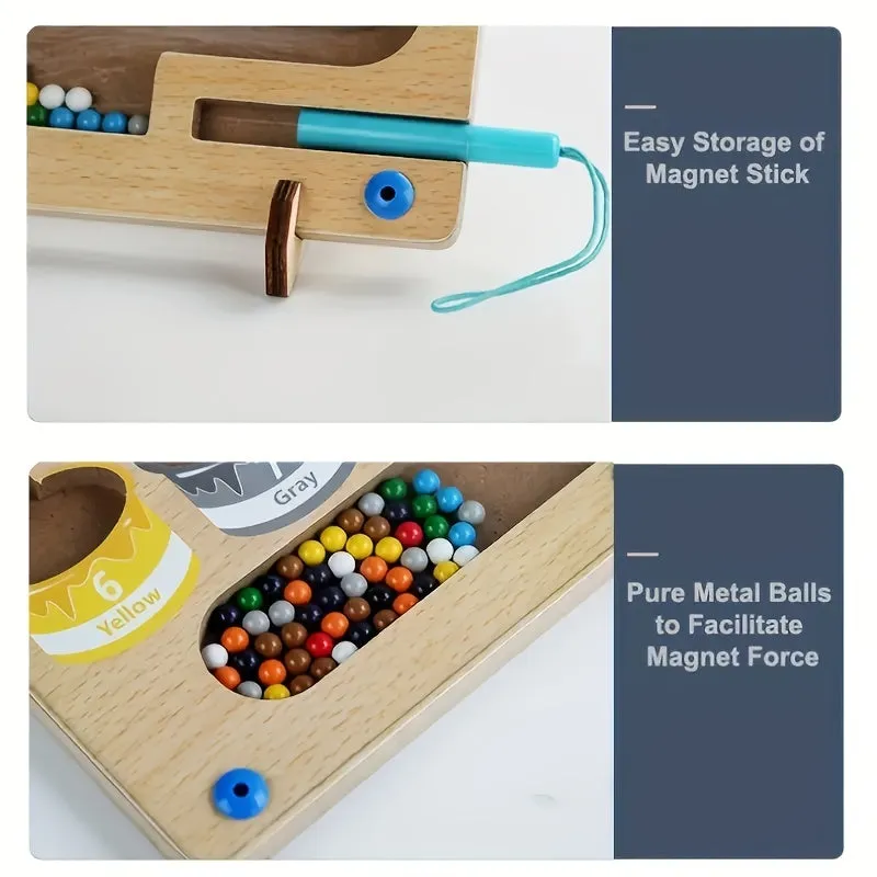 Labirinto magnetico di colori e numeri - Puzzle educativo in legno Montessori da tavolo per bambini - Attività per bambini Conte
