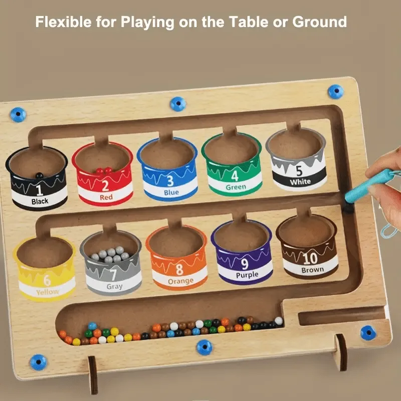 Labirinto magnetico di colori e numeri - Puzzle educativo in legno Montessori da tavolo per bambini - Attività per bambini Conte
