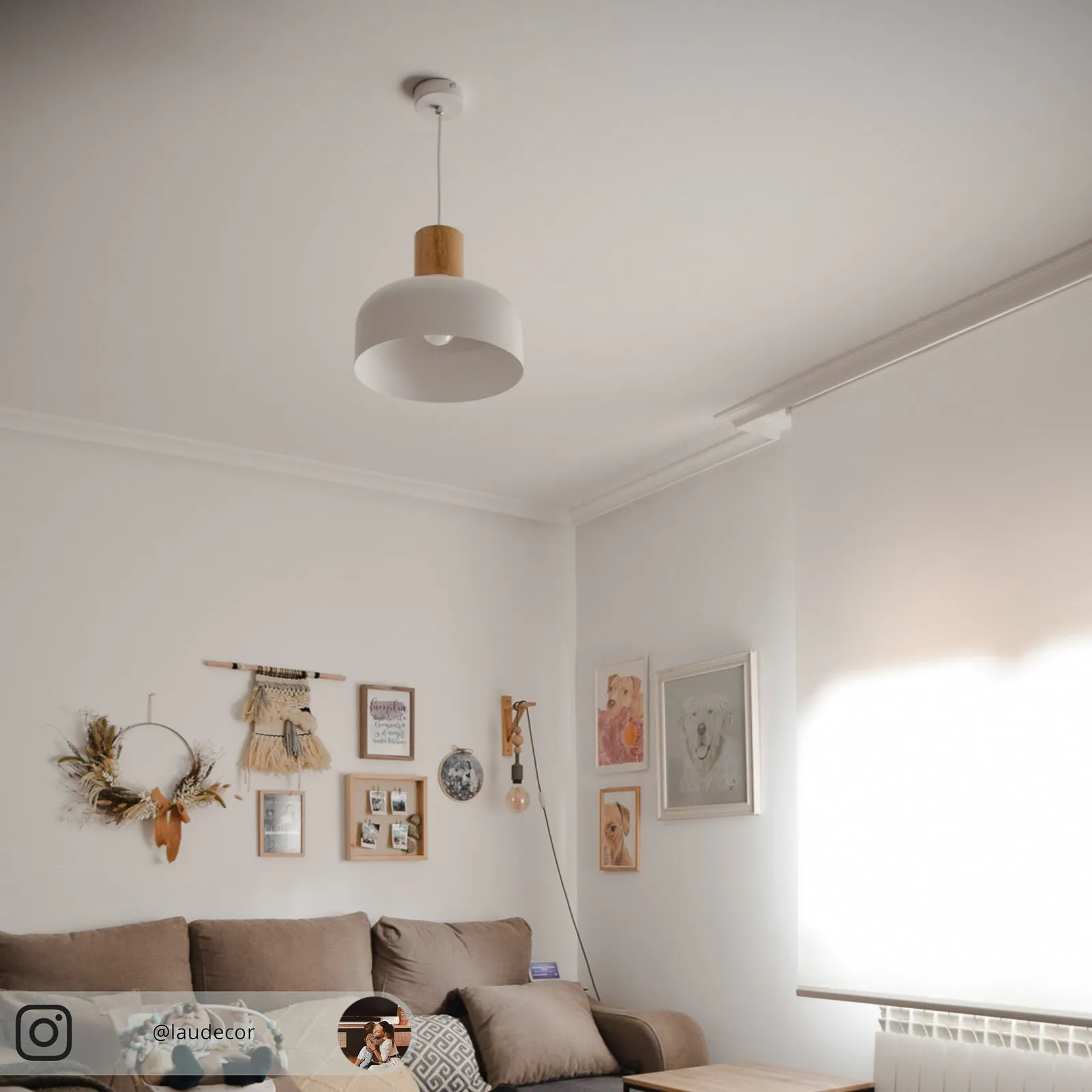 Lampada a sospensione Carlise, elemento in legno
