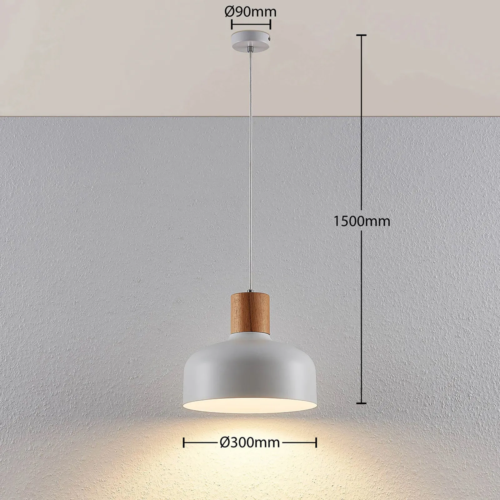 Lampada a sospensione Carlise, elemento in legno