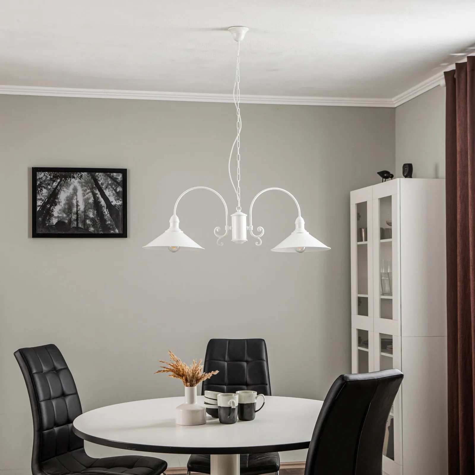 Lampada a sospensione Elmo, 2 luci, bianco