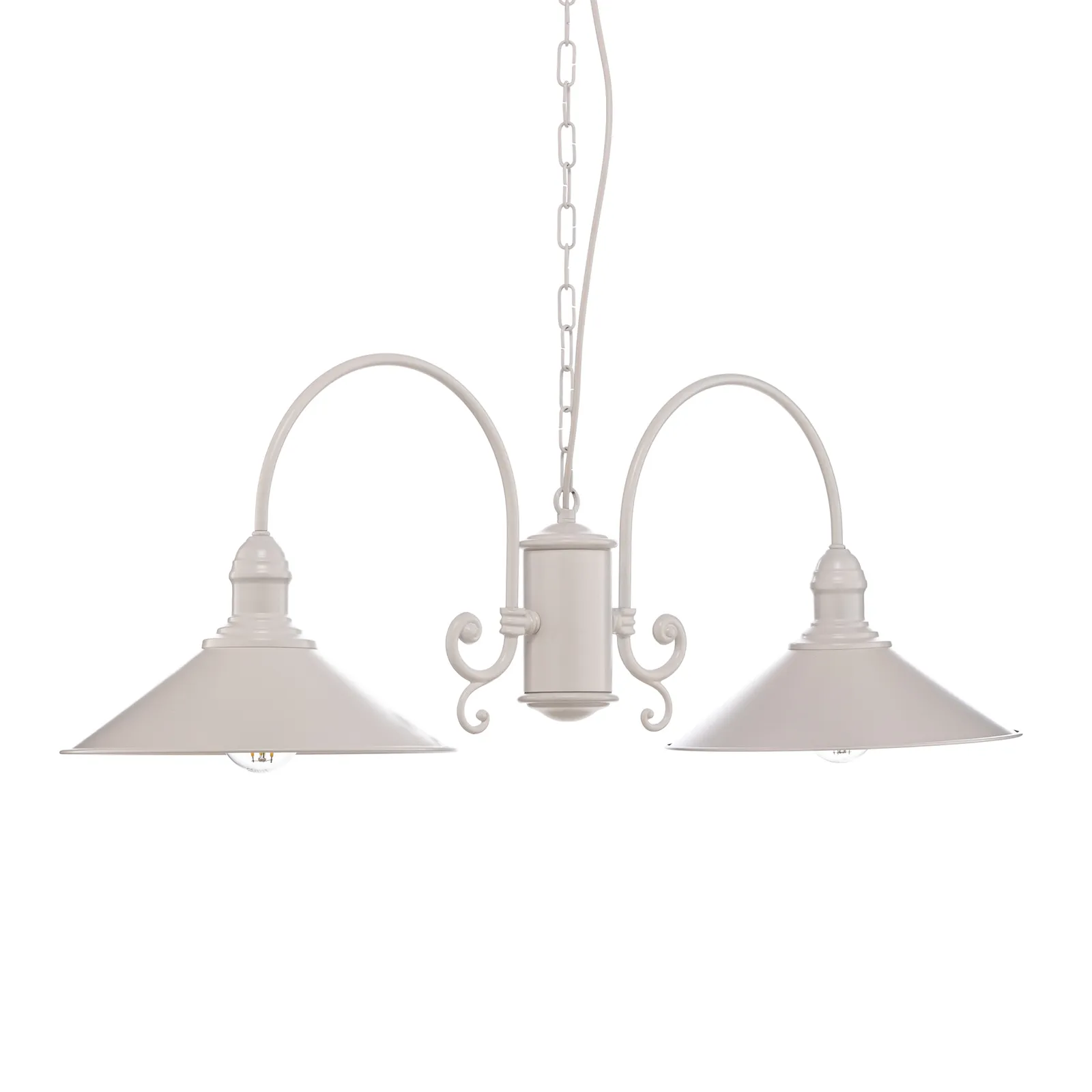 Lampada a sospensione Elmo, 2 luci, bianco