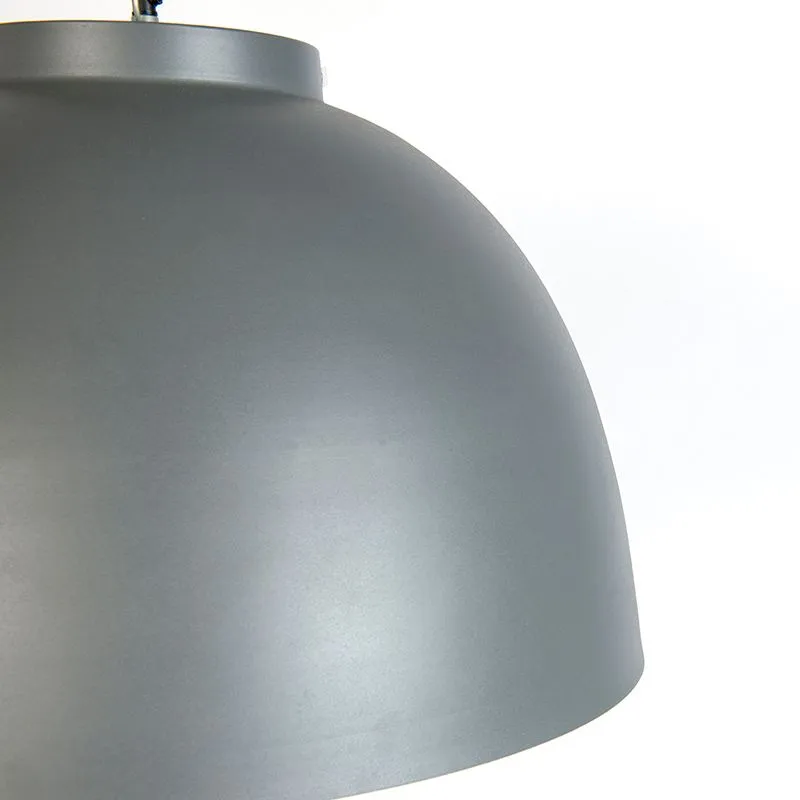 Lampada a sospensione industriale 60cm grigia con interno bianco - hoodi