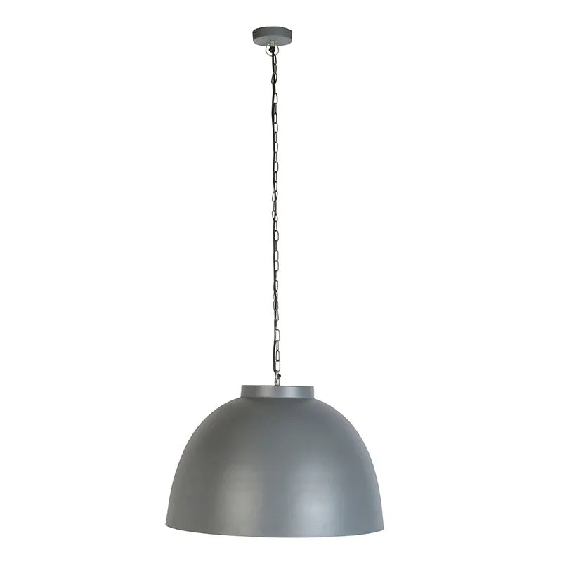 Lampada a sospensione industriale 60cm grigia con interno bianco - hoodi