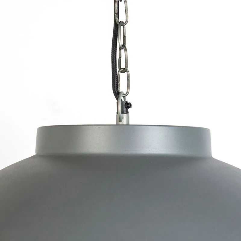 Lampada a sospensione industriale 60cm grigia con interno bianco - hoodi