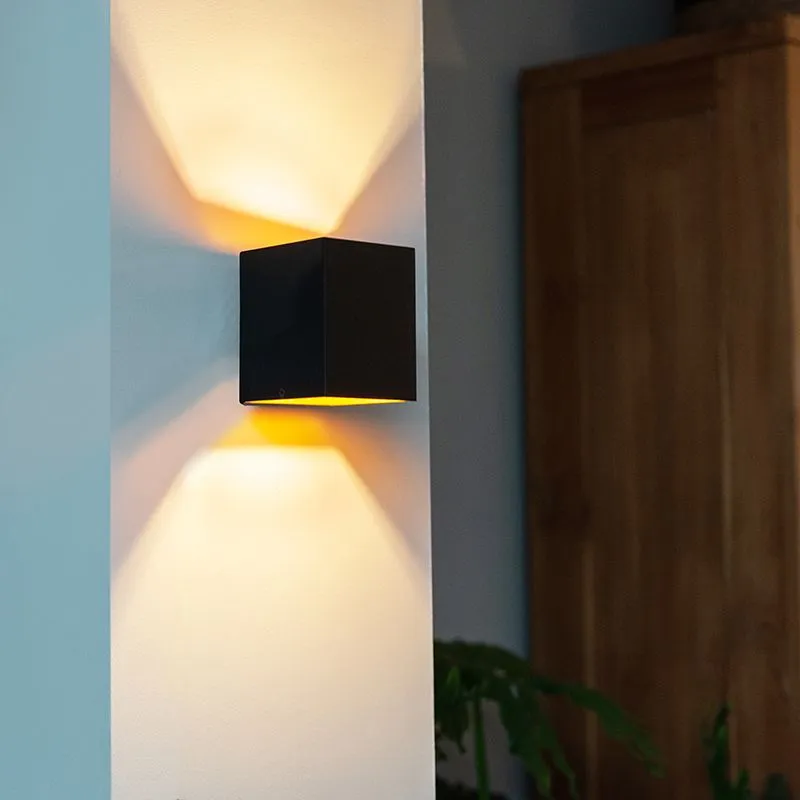 Lampada da parete di design quadrato nero e oro - Sola