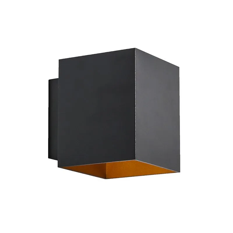 Lampada da parete di design quadrato nero e oro - Sola