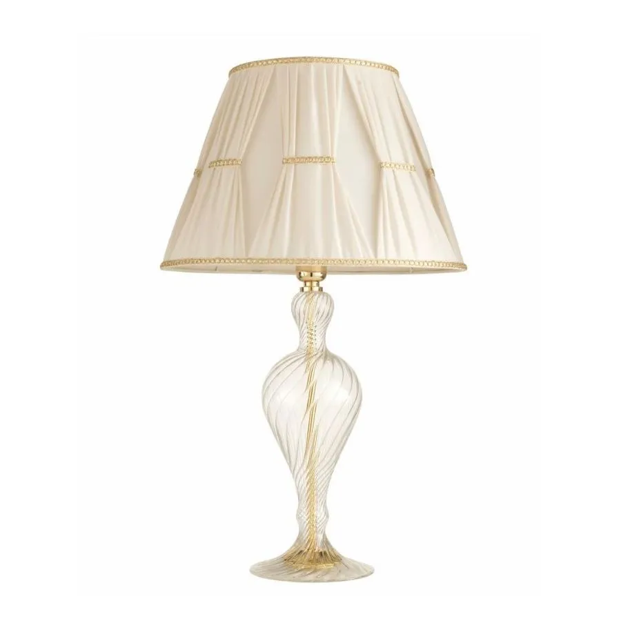 Lampada Da Tavolo Classica Vetro Trasparente Oro Roxanne Ondaluce