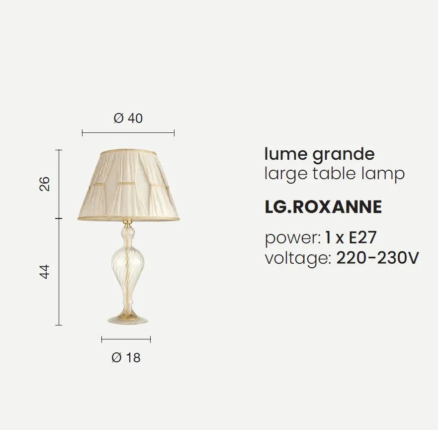 Lampada Da Tavolo Classica Vetro Trasparente Oro Roxanne Ondaluce