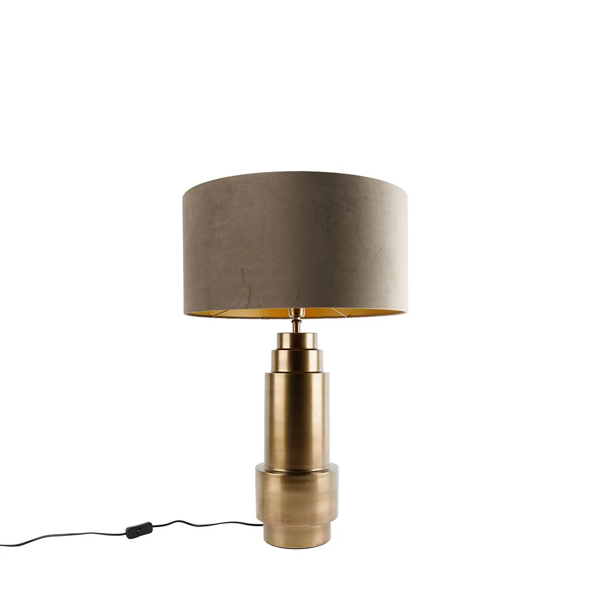 Lampada da tavolo in velluto color tortora bronzo con oro 50 cm - Bruut
