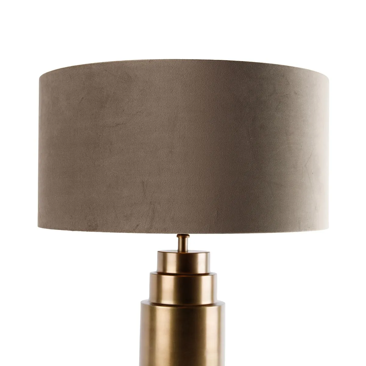 Lampada da tavolo in velluto color tortora bronzo con oro 50 cm - Bruut