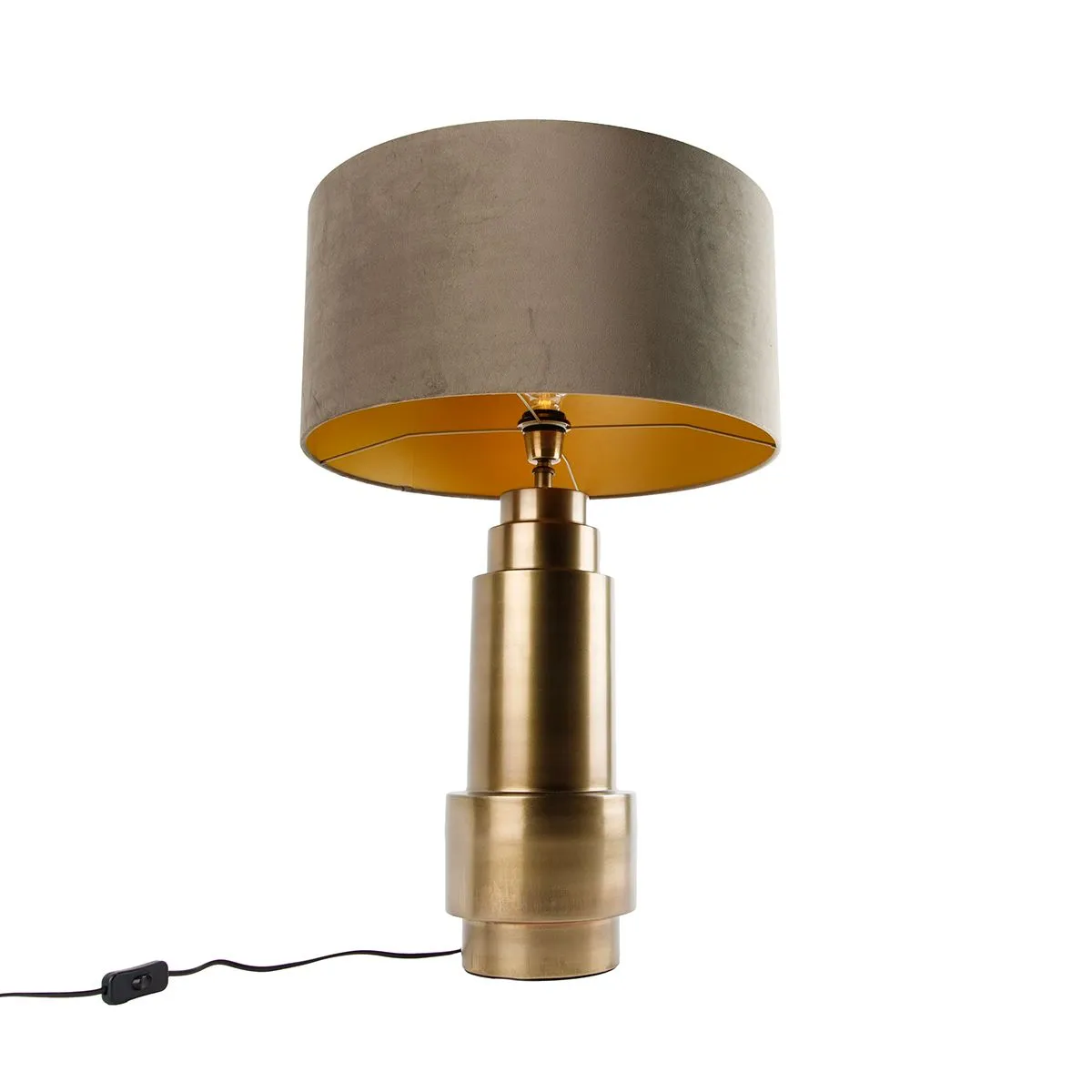 Lampada da tavolo in velluto color tortora bronzo con oro 50 cm - Bruut
