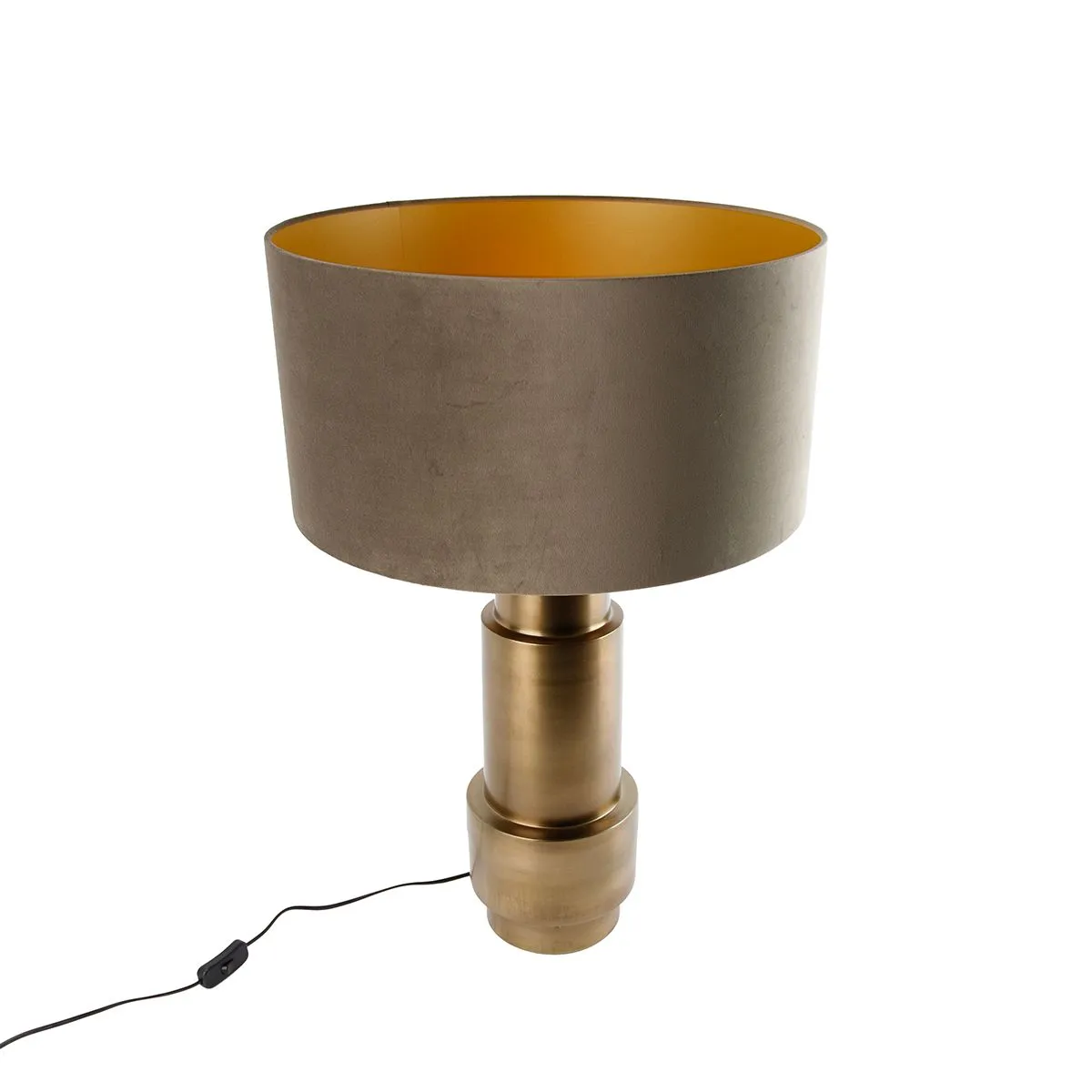 Lampada da tavolo in velluto color tortora bronzo con oro 50 cm - Bruut