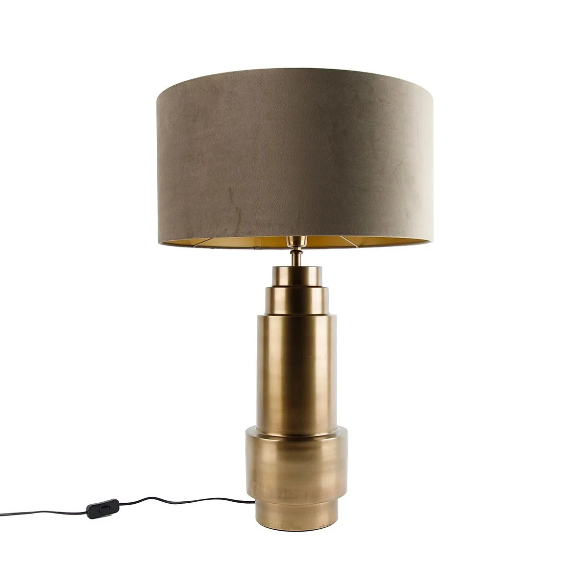 Lampada da tavolo in velluto color tortora bronzo con oro 50 cm - Bruut