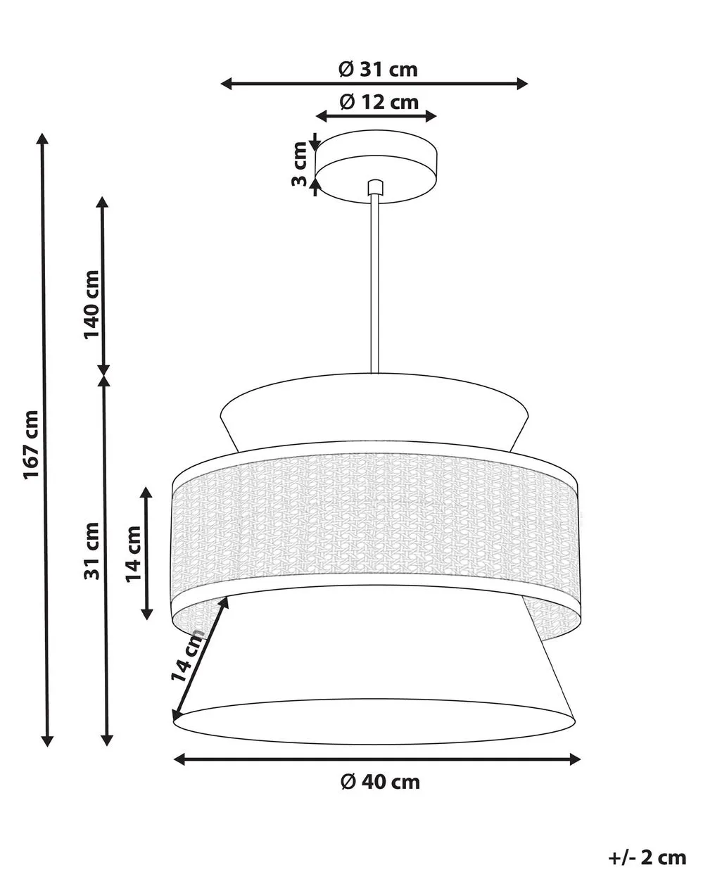 Lampadario LUYANO Rattan Corallo