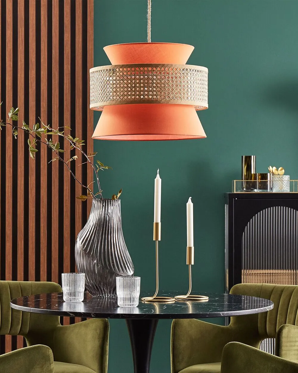 Lampadario LUYANO Rattan Corallo