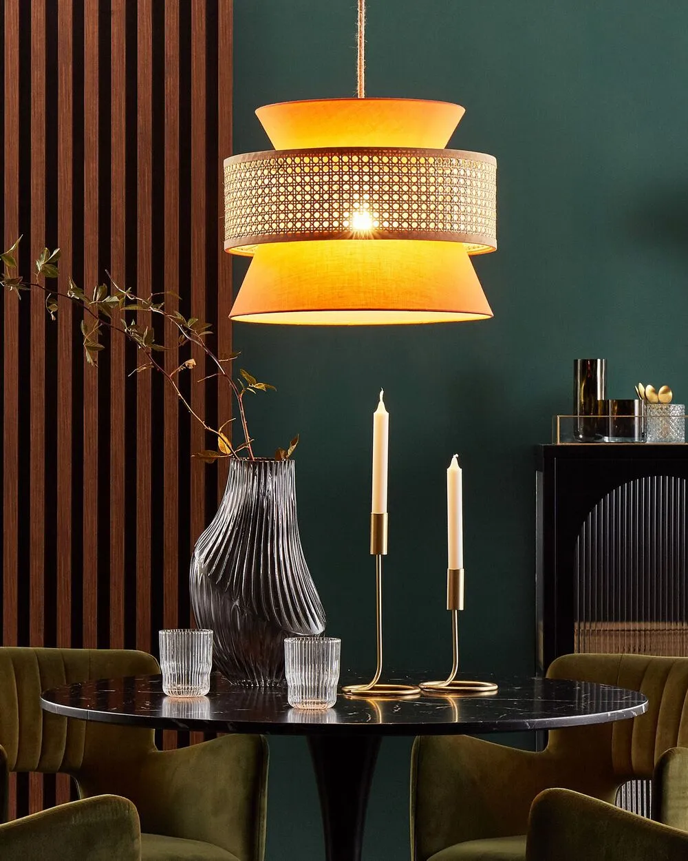 Lampadario LUYANO Rattan Corallo