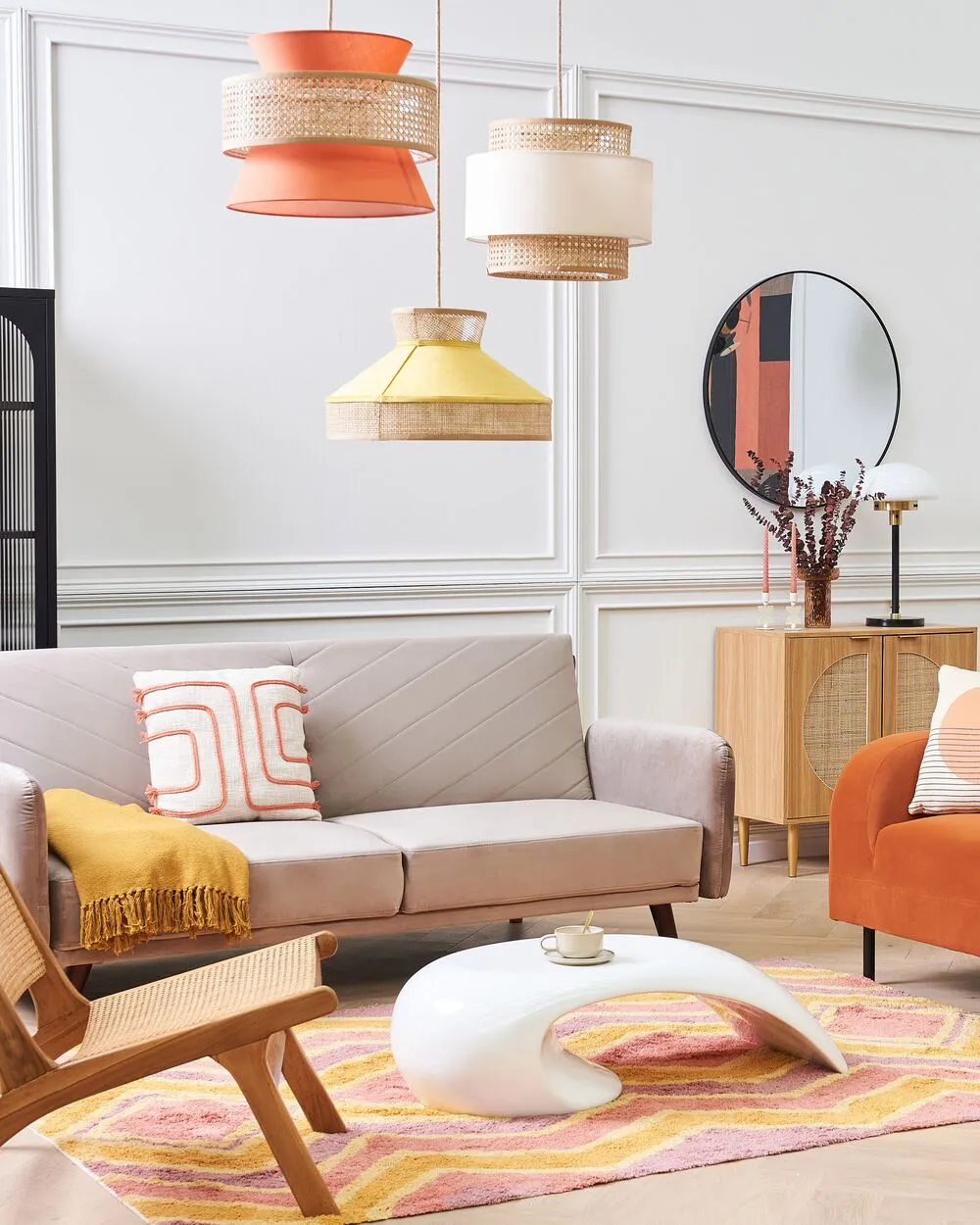 Lampadario LUYANO Rattan Corallo