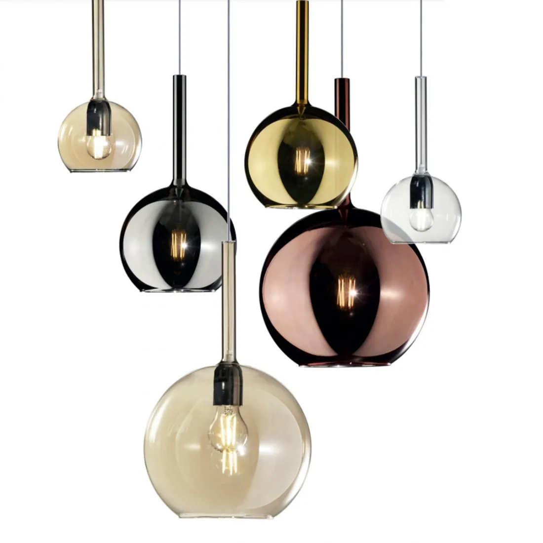 Lampadario moderno Top Light FUTURE 1155CR SM E27 LED vetro pirex soffiato sospensione