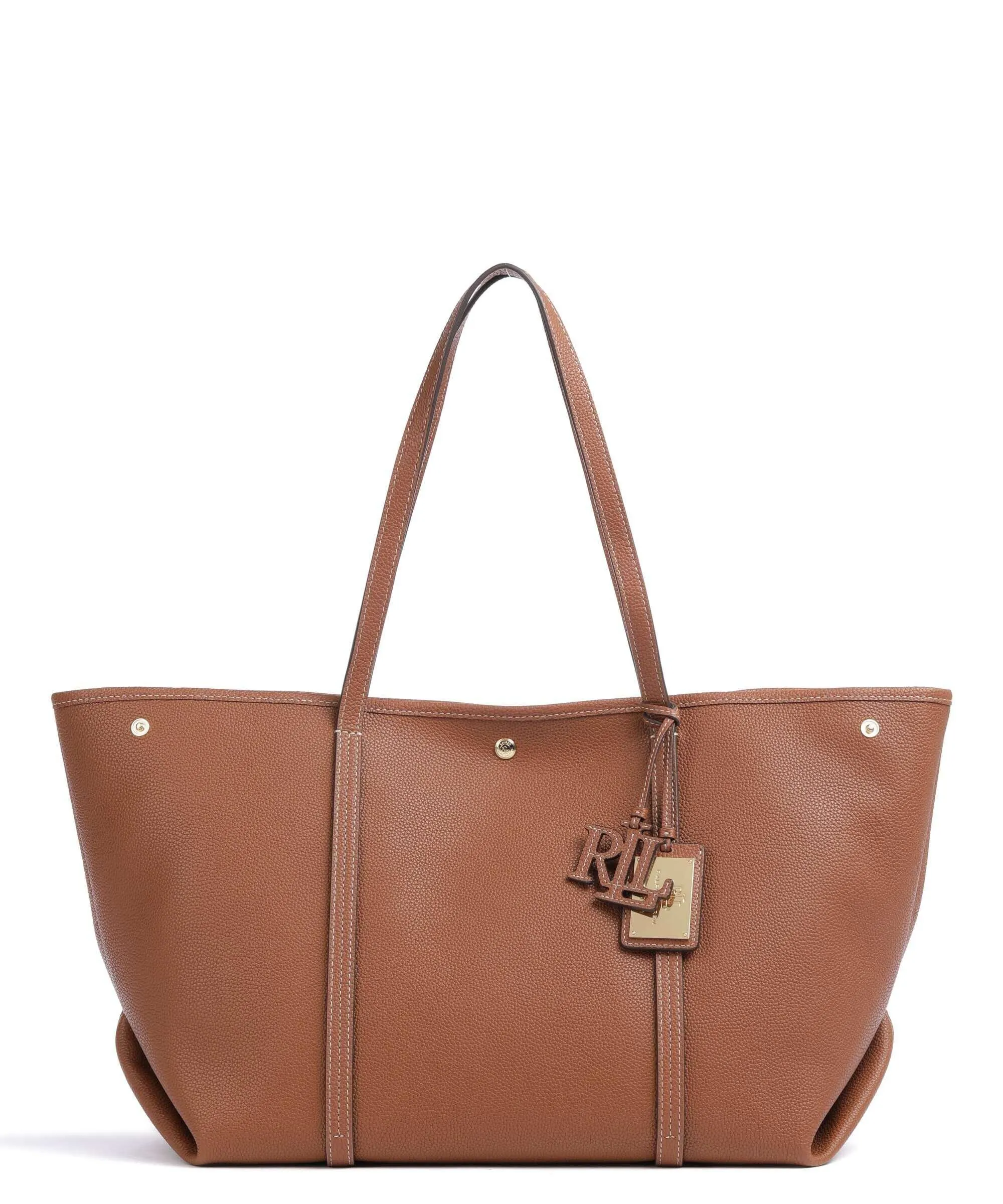  Lauren Ralph Lauren Emerie Large Borsa shopper pelle di vacchetta grana marrone  