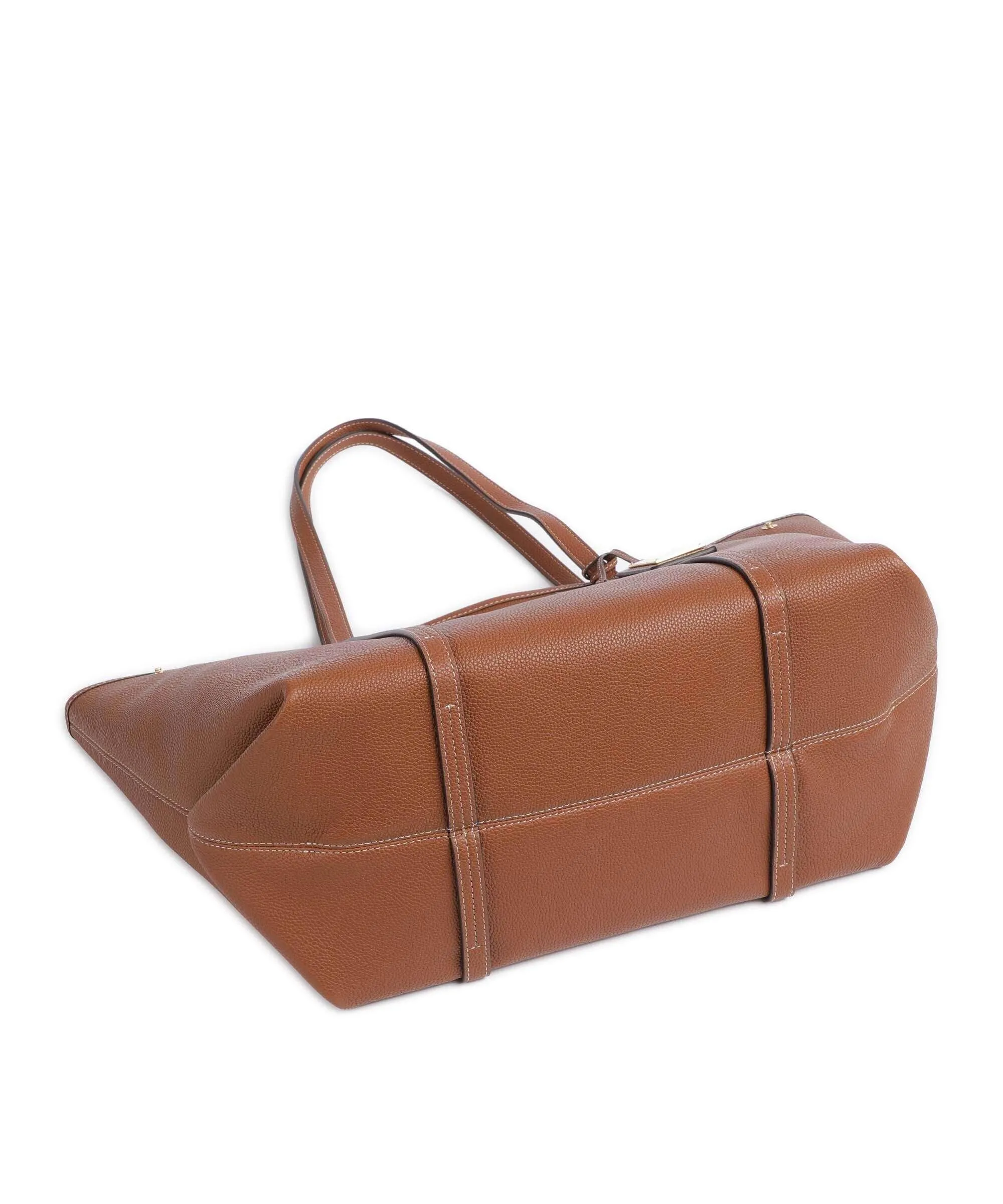  Lauren Ralph Lauren Emerie Large Borsa shopper pelle di vacchetta grana marrone  