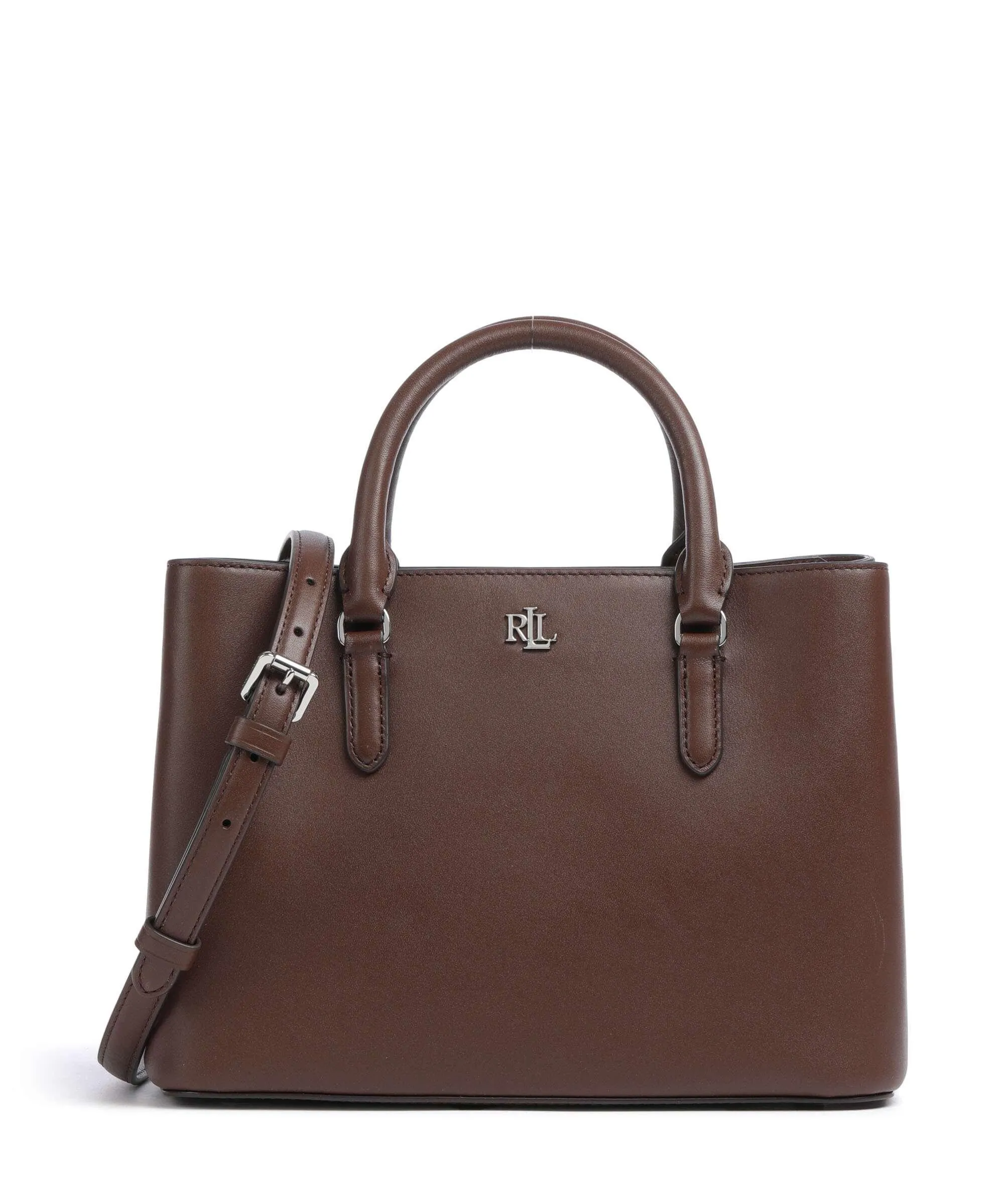  Lauren Ralph Lauren Marcy 26 Borsa a mano pelle di vacchetta finemente grana mogano  