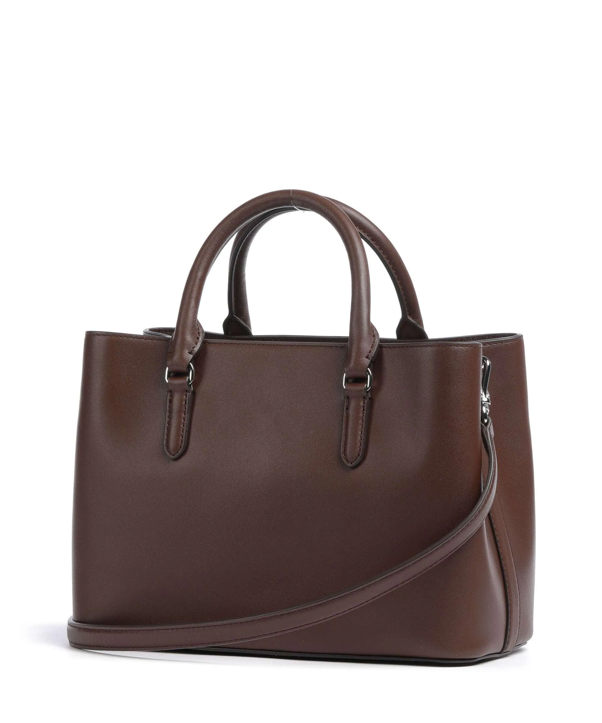  Lauren Ralph Lauren Marcy 26 Borsa a mano pelle di vacchetta finemente grana mogano  