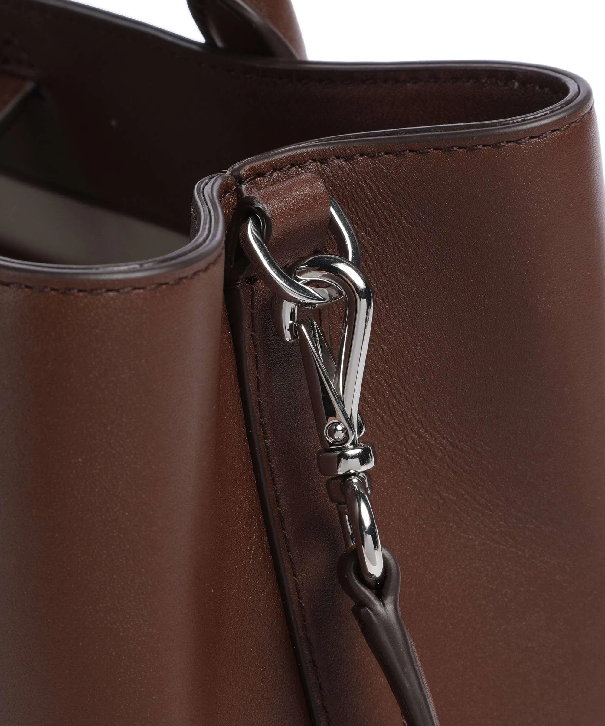  Lauren Ralph Lauren Marcy 26 Borsa a mano pelle di vacchetta finemente grana mogano  