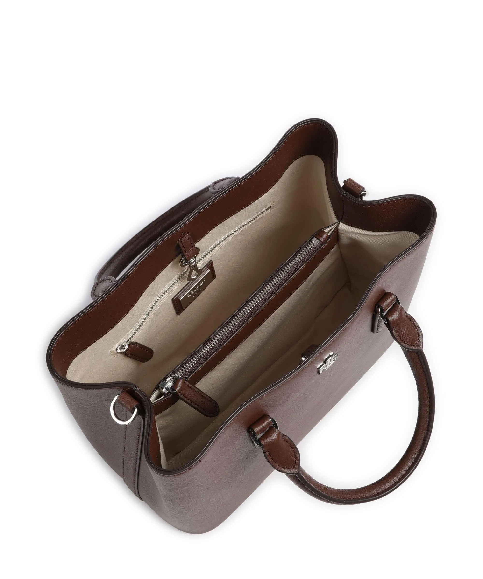  Lauren Ralph Lauren Marcy 26 Borsa a mano pelle di vacchetta finemente grana mogano  