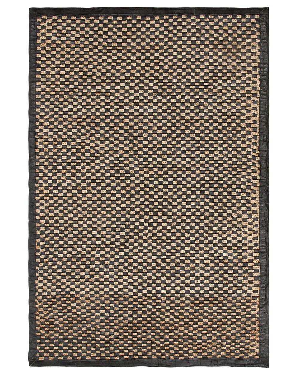 Leather Area Rug 140 x 200 cm Black and Beige GERCE II