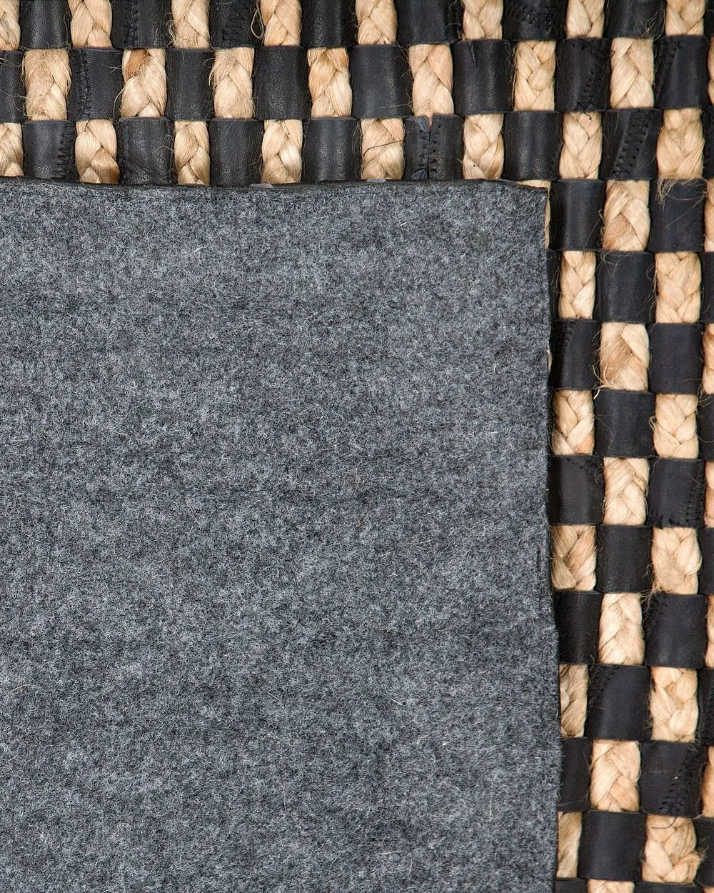 Leather Area Rug 140 x 200 cm Black and Beige GERCE II