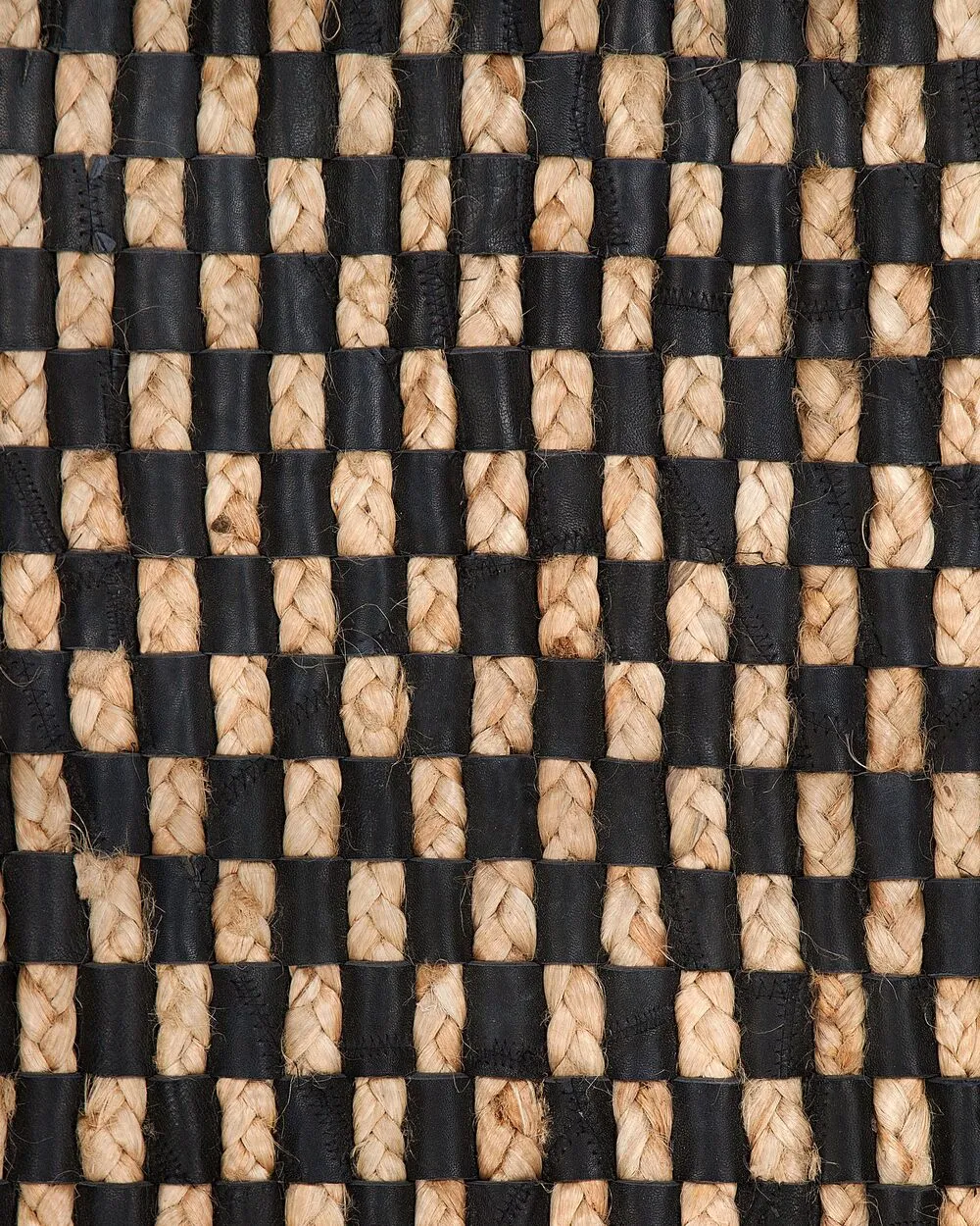 Leather Area Rug 140 x 200 cm Black and Beige GERCE II
