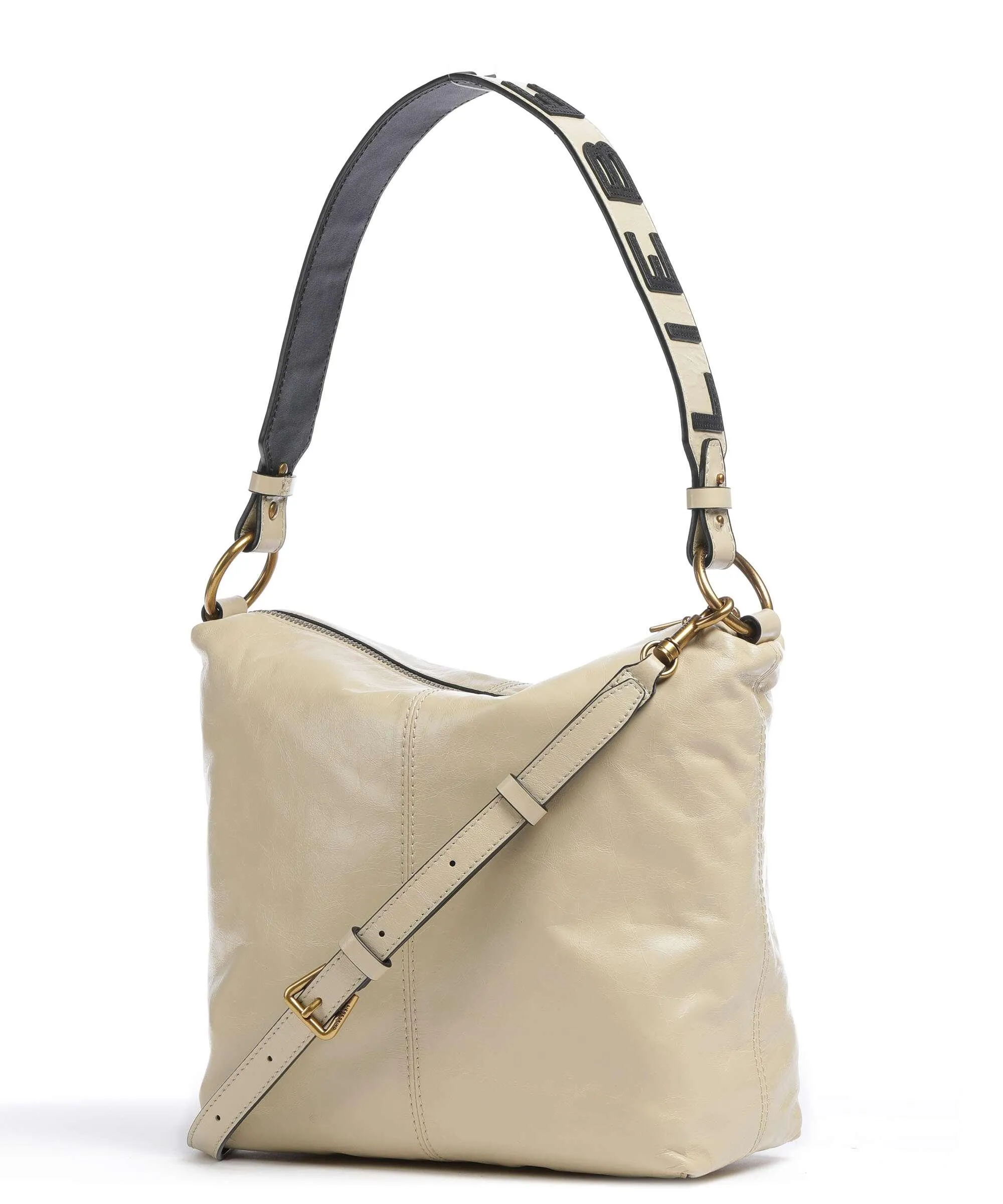  Liebeskind Aissa Paper Touch Crinkle S Borsa hobo pelle di vacchetta finemente grana avorio  