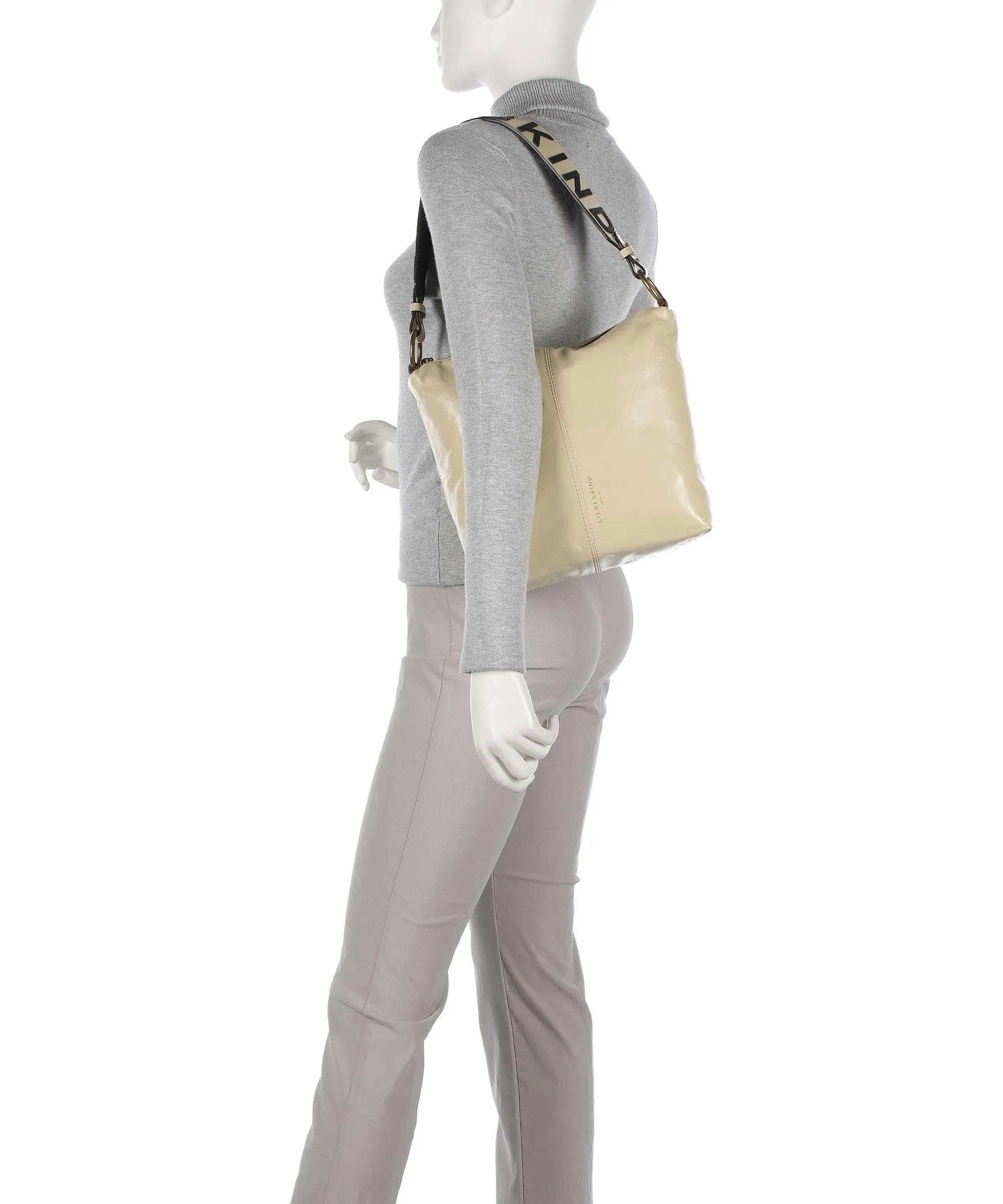 Liebeskind Aissa Paper Touch Crinkle S Borsa hobo pelle di vacchetta finemente grana avorio  