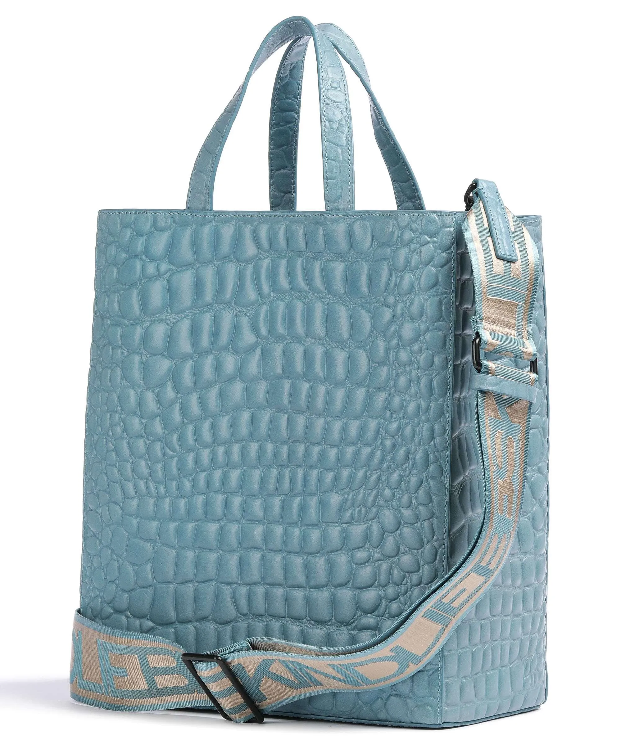  Liebeskind Paper Bag Waxy Croco M Borsa a mano pelle in rilievo blu  