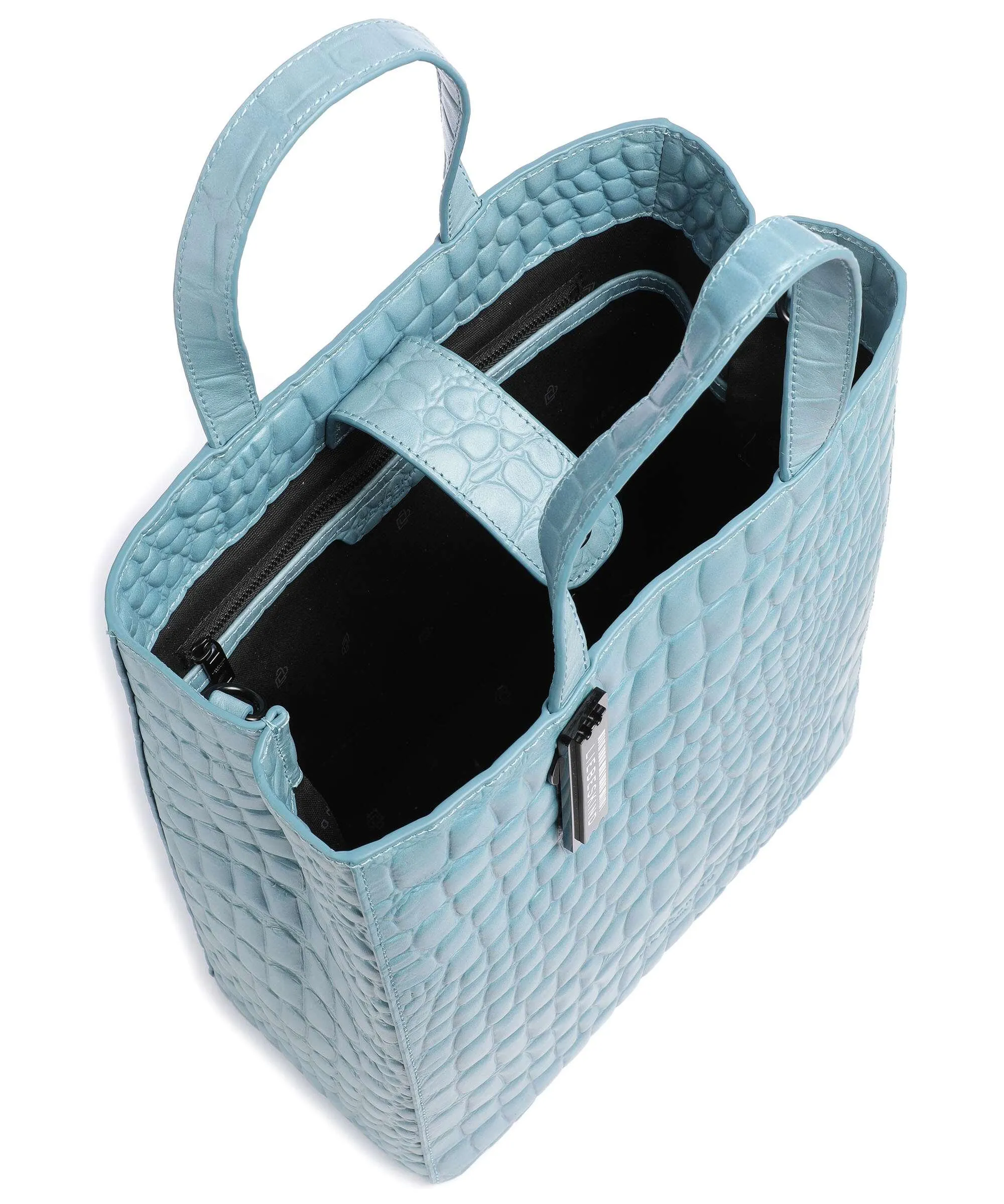  Liebeskind Paper Bag Waxy Croco M Borsa a mano pelle in rilievo blu  