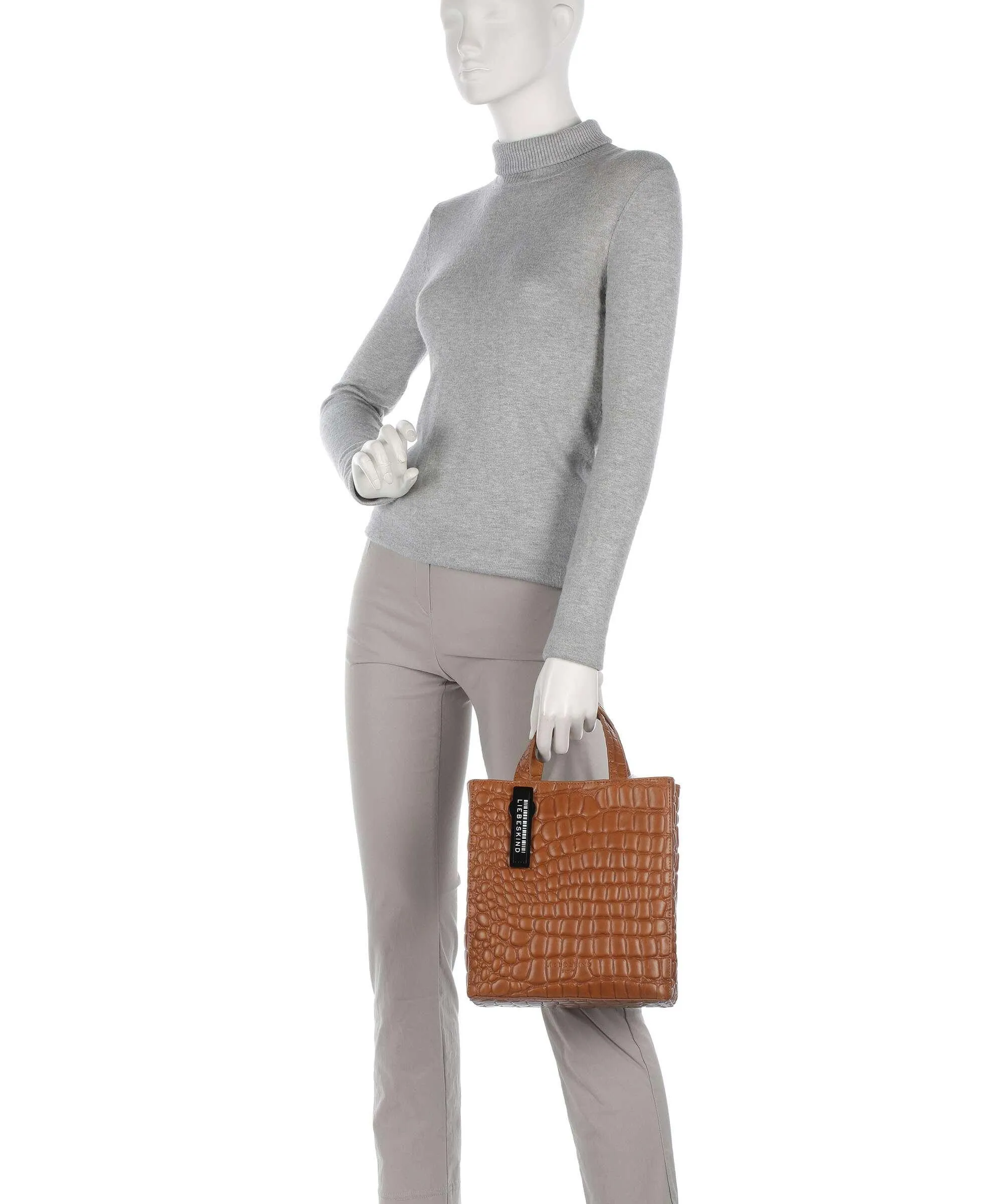  Liebeskind Paper Bag Waxy Croco S Borsa a mano pelle tan  