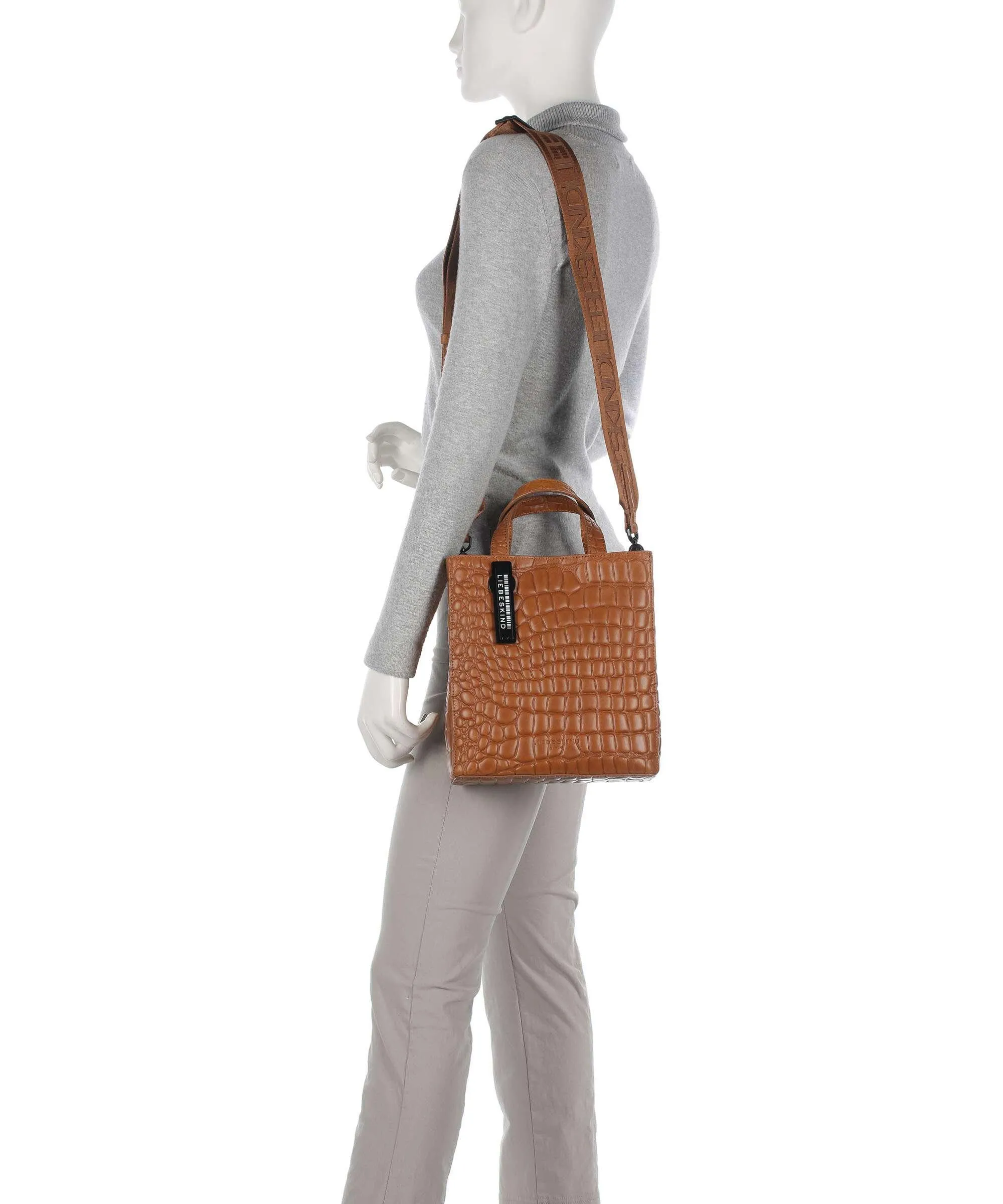  Liebeskind Paper Bag Waxy Croco S Borsa a mano pelle tan  