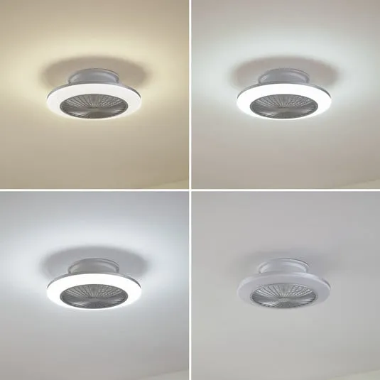 Lindby Ventilatore da soffitto LED Mamuti, argento, silenzioso, Ø 55 cm