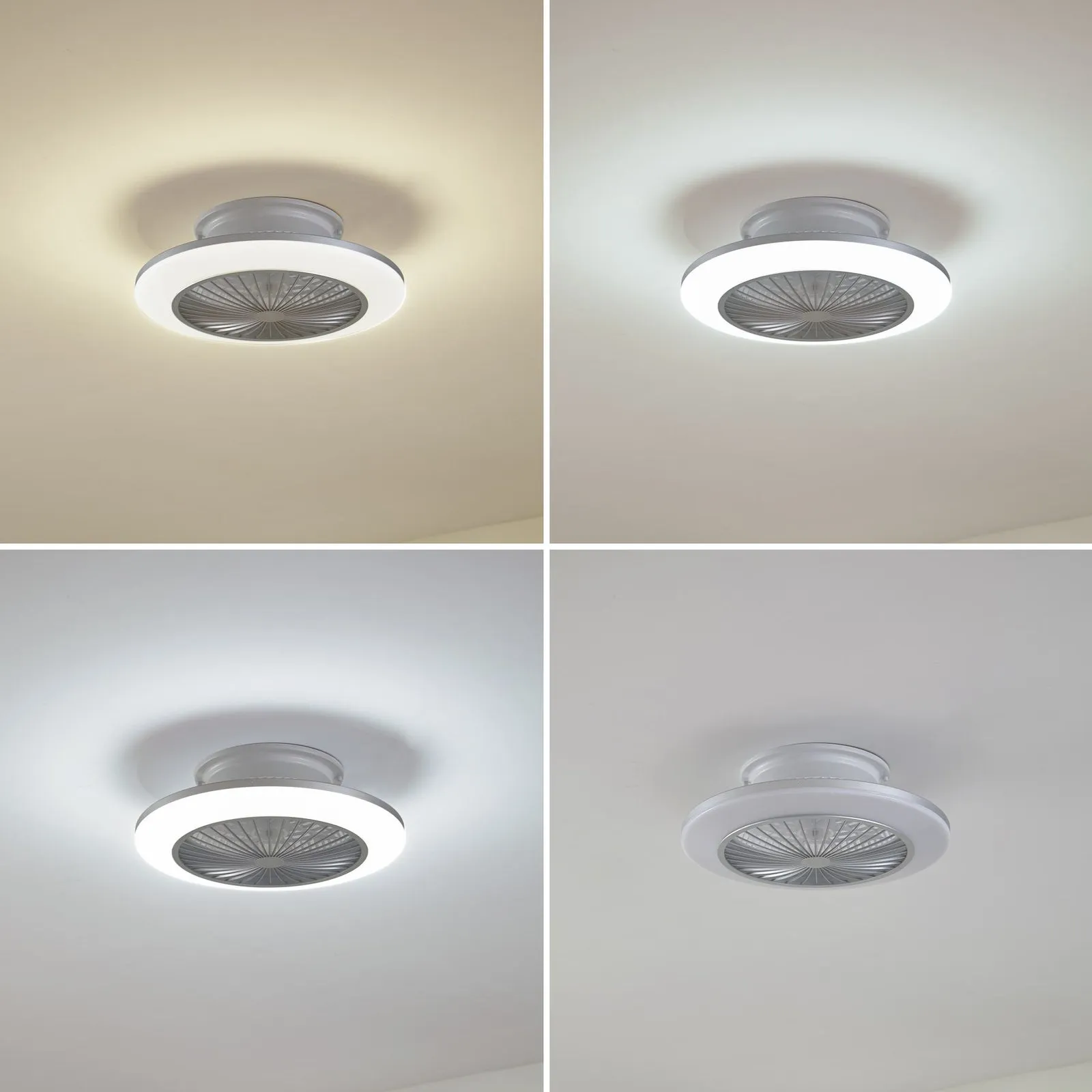 Lindby Ventilatore da soffitto LED Mamuti, argento, silenzioso, Ø 55 cm