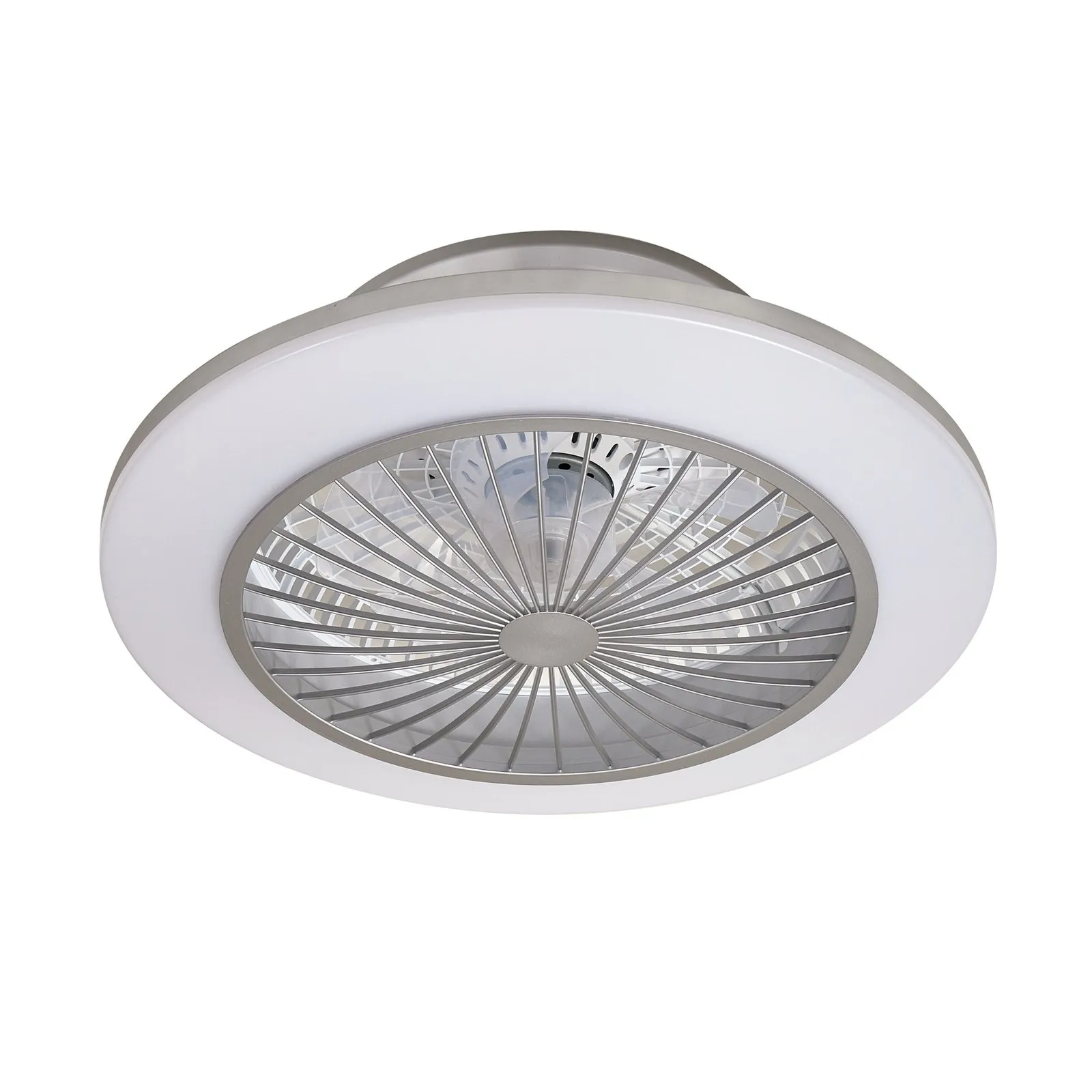 Lindby Ventilatore da soffitto LED Mamuti, argento, silenzioso, Ø 55 cm