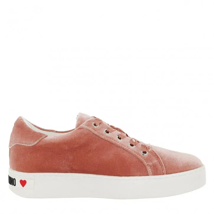 Love Moschino Sneakers Cassetta Velluto Nude